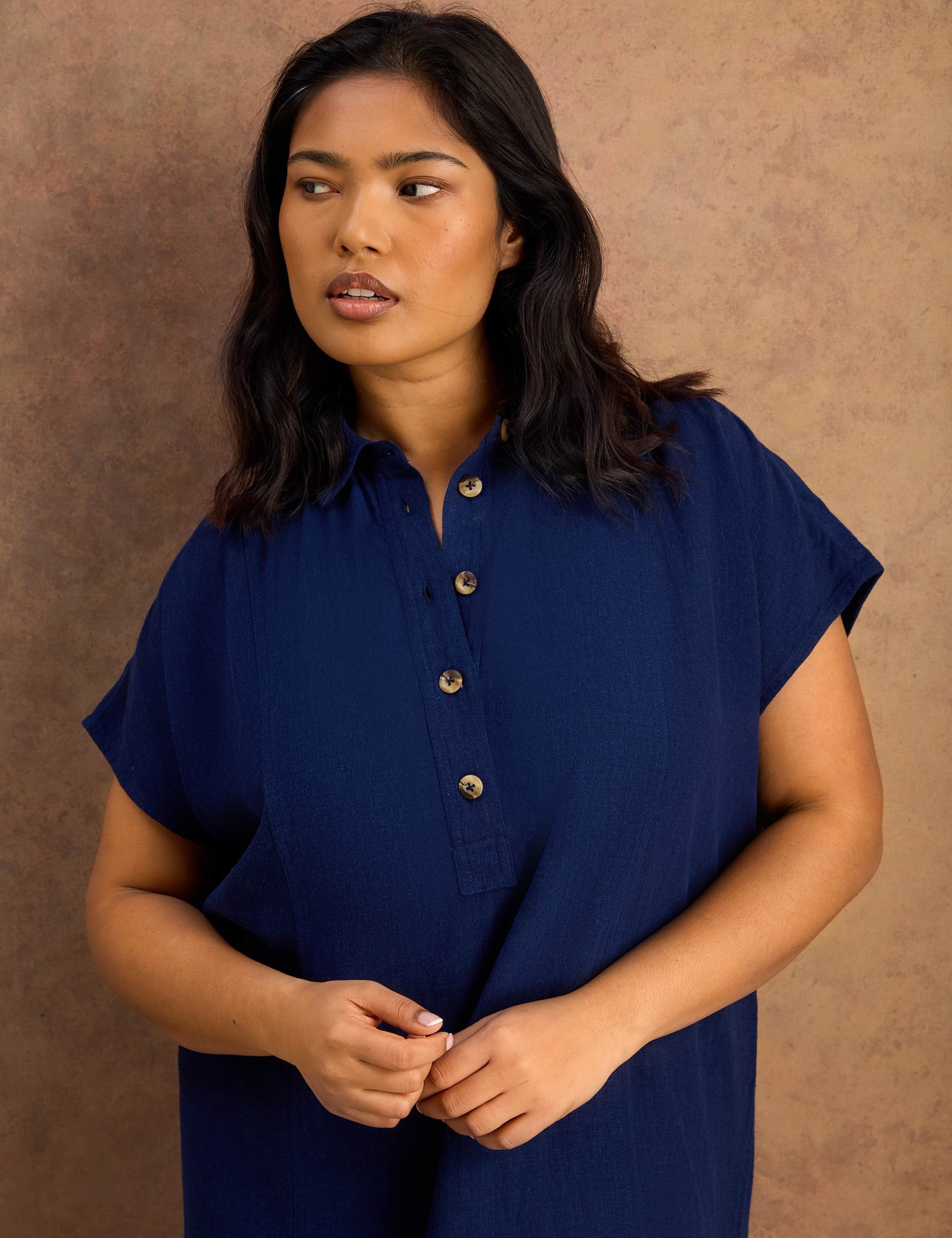 Linen Blend Midaxi Shirt Dress 8 of 9