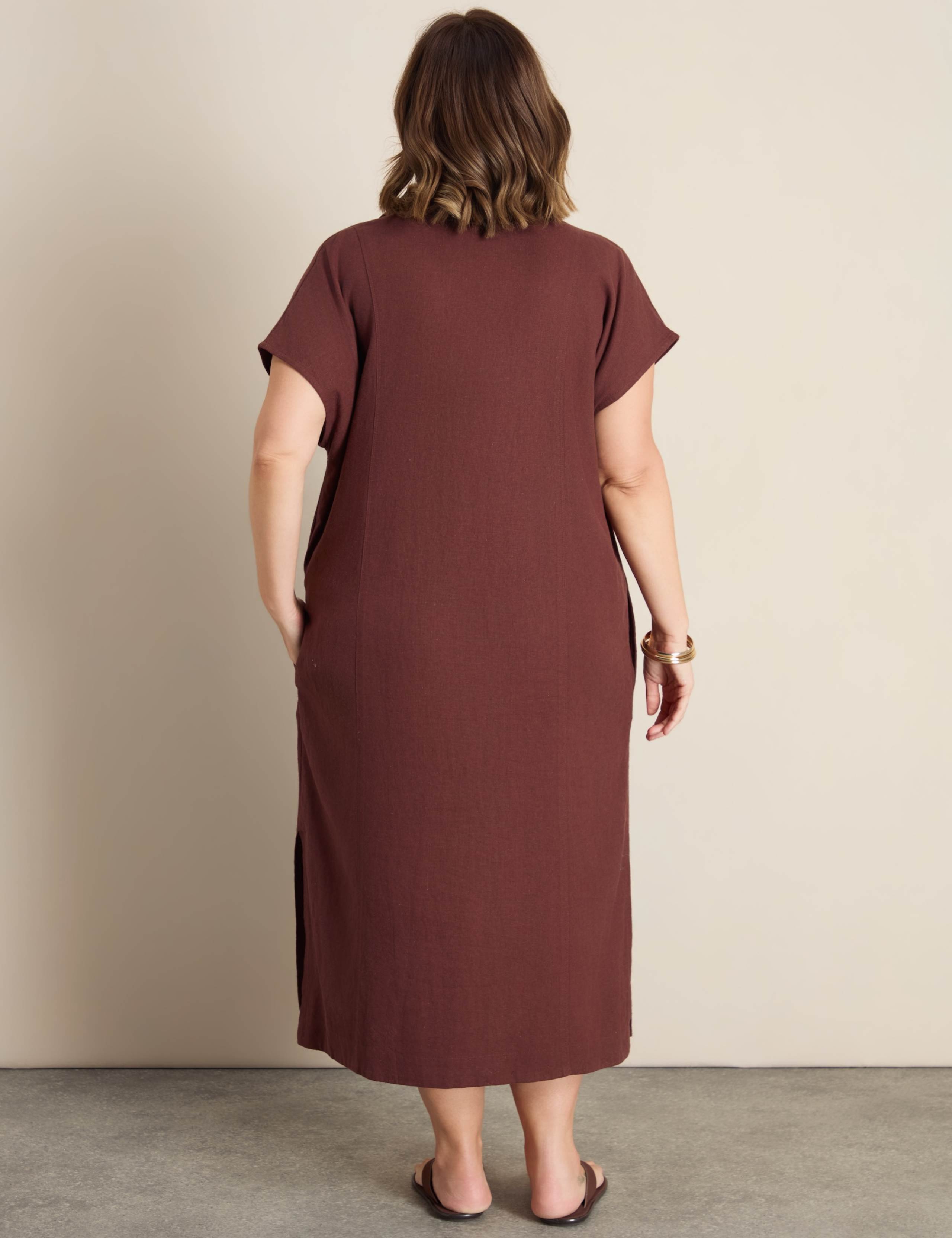 Linen Blend Midaxi Shirt Dress 2 of 6