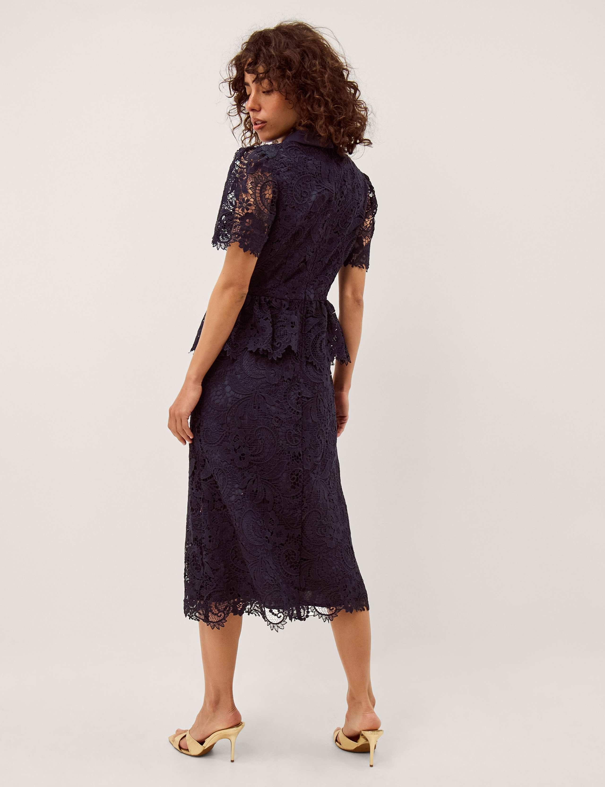 Lace Embroidered Floral Midaxi Shirt Dress 2 of 4