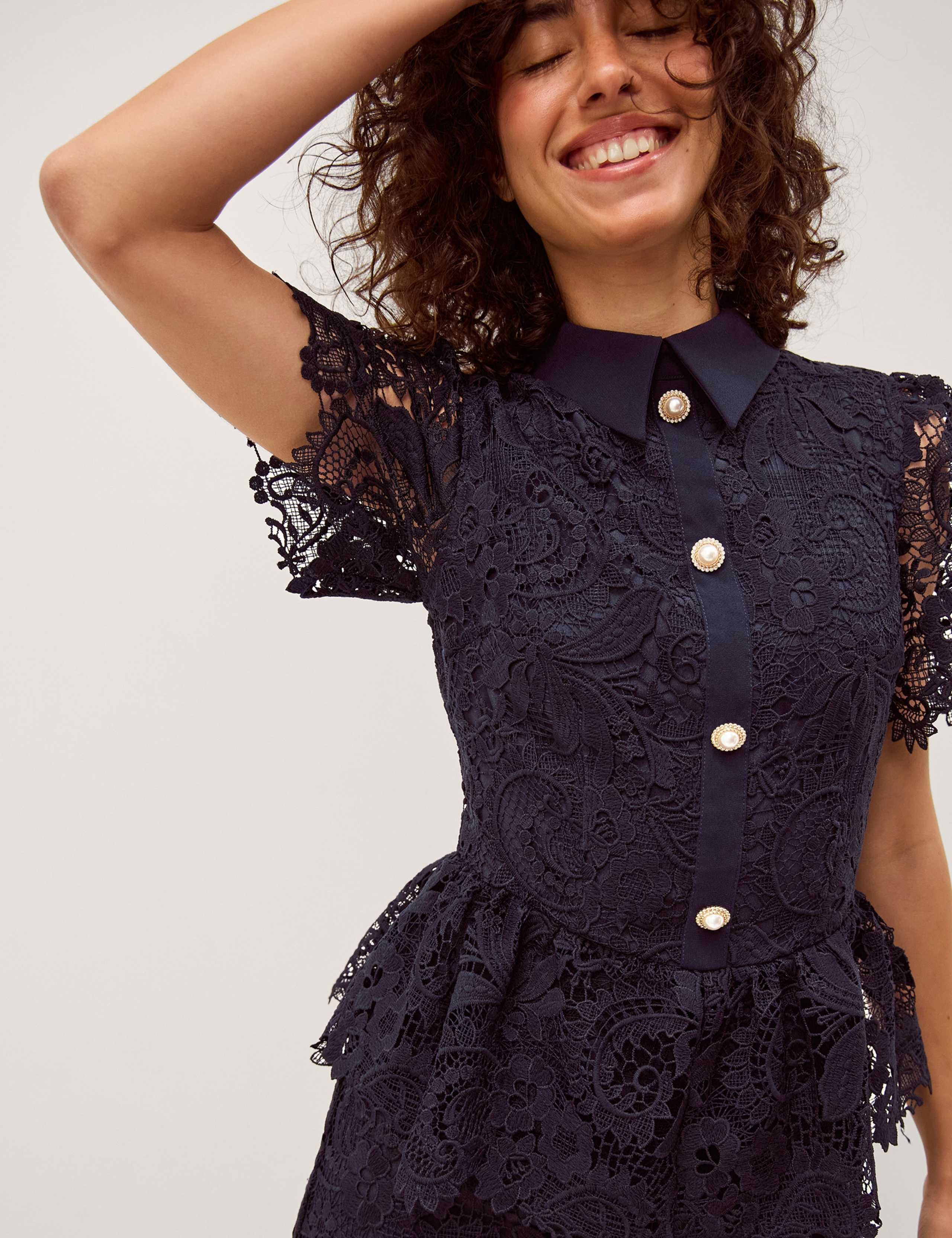 Lace Embroidered Floral Midaxi Shirt Dress 3 of 4