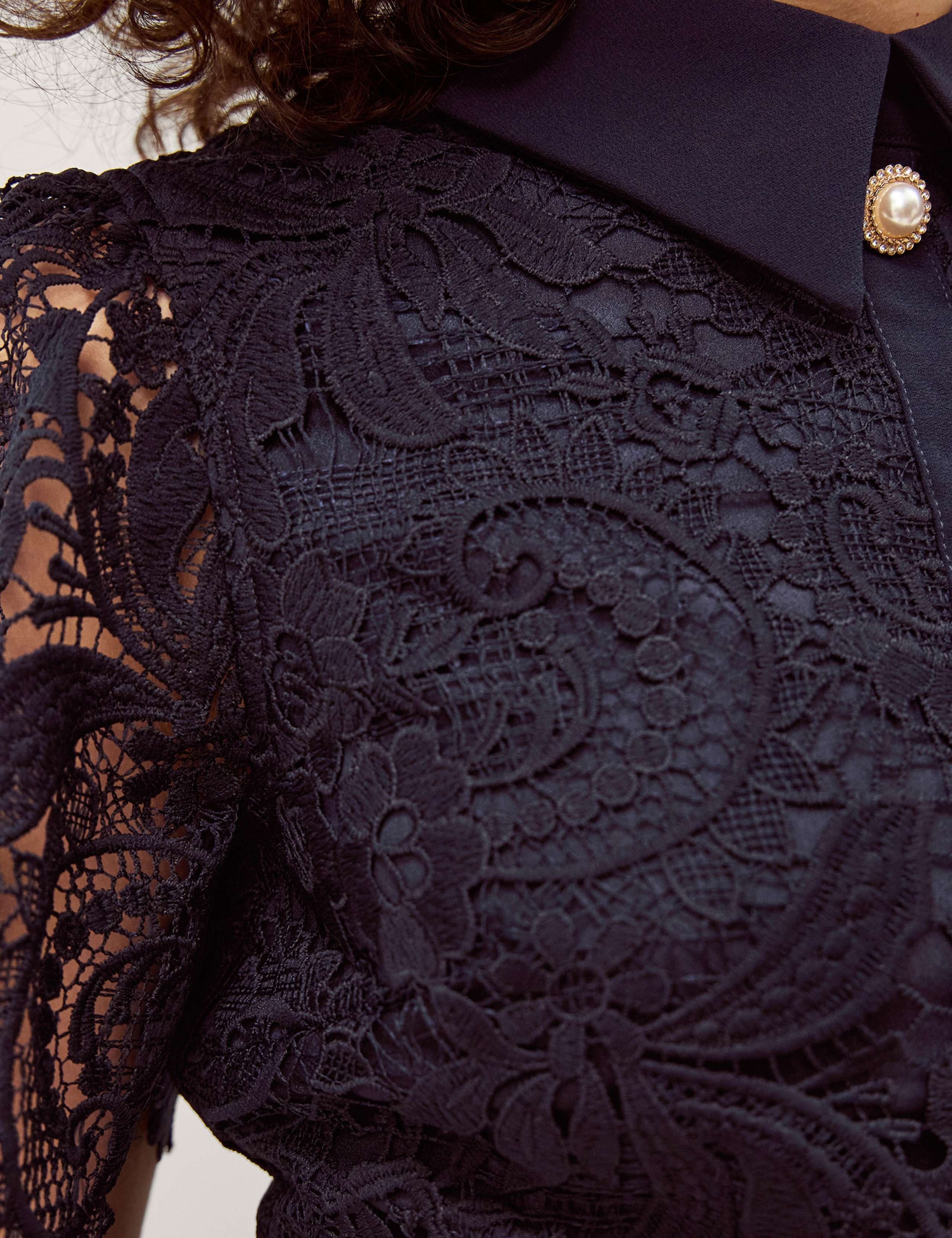 Lace Embroidered Floral Midaxi Shirt Dress 4 of 4