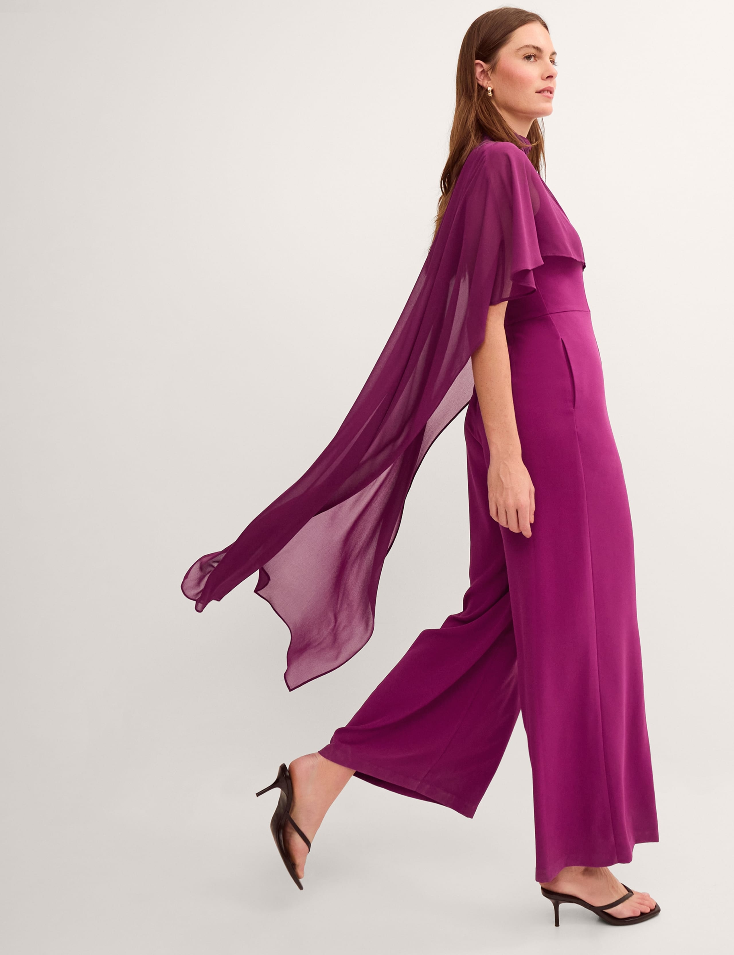 High Neck Cape Detail Waisted Jumpsuit 2 of 5