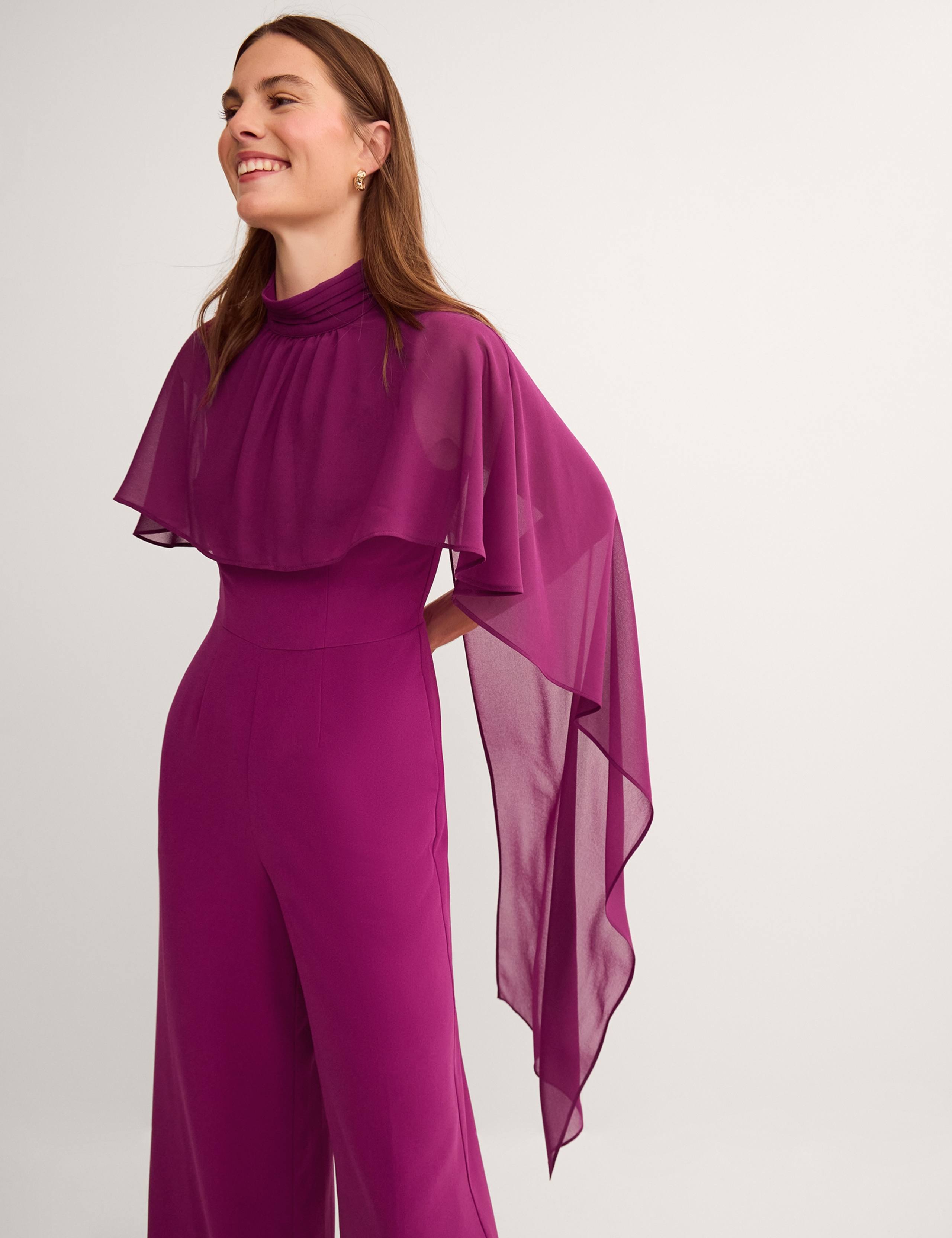 High Neck Cape Detail Waisted Jumpsuit 4 of 5