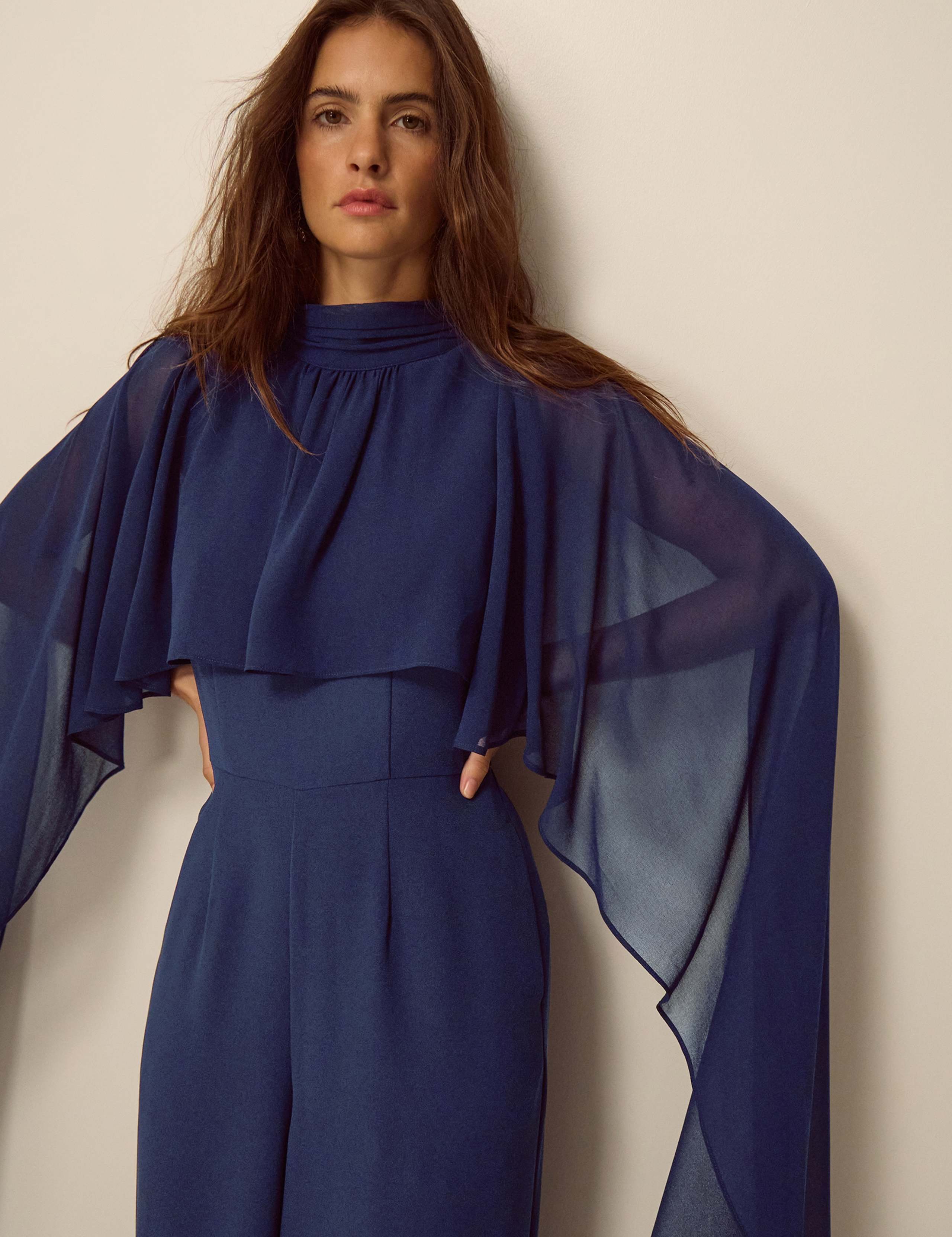 High Neck Cape Detail Waisted Jumpsuit 2 of 4