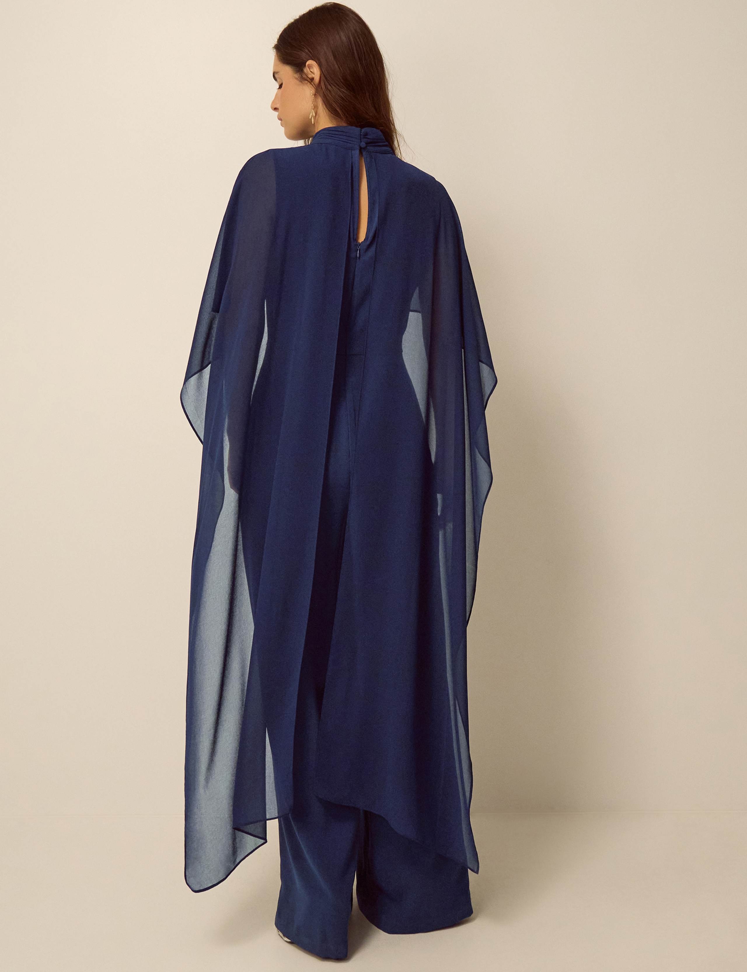 High Neck Cape Detail Waisted Jumpsuit 4 of 4