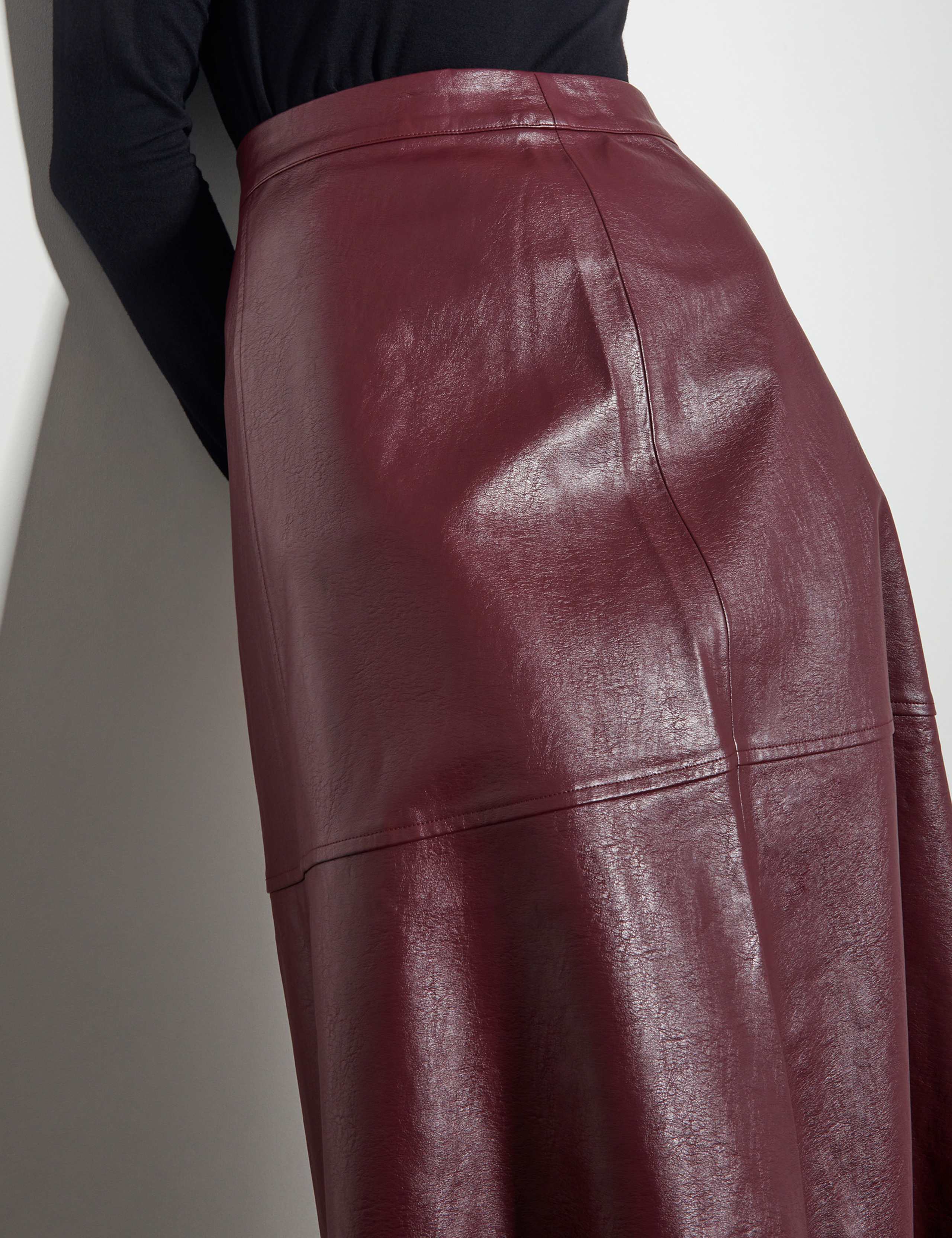 Leather Look Midi A-Line Skirt 4 of 4