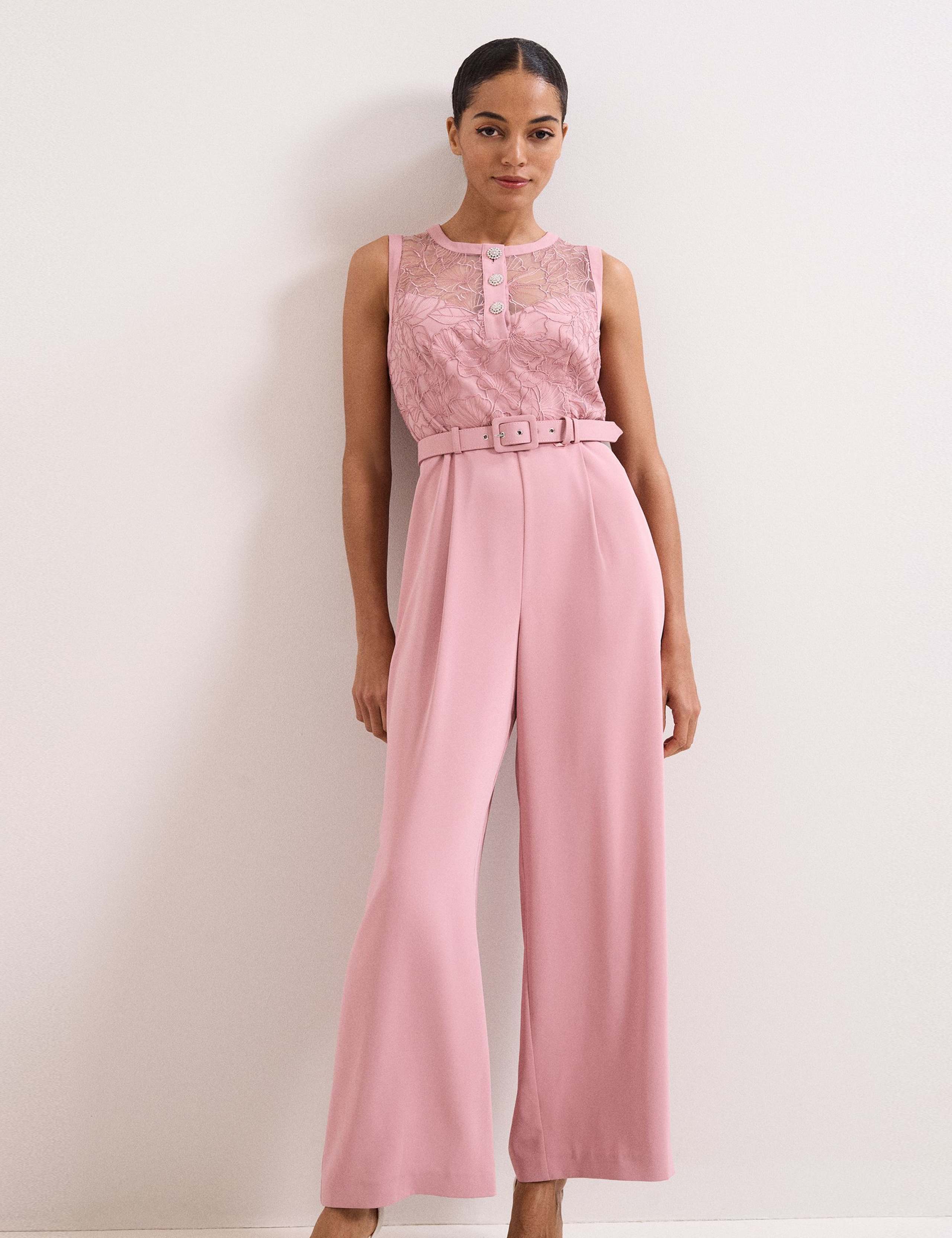 Lace Belted Wide Leg Jumpsuit 3 of 6