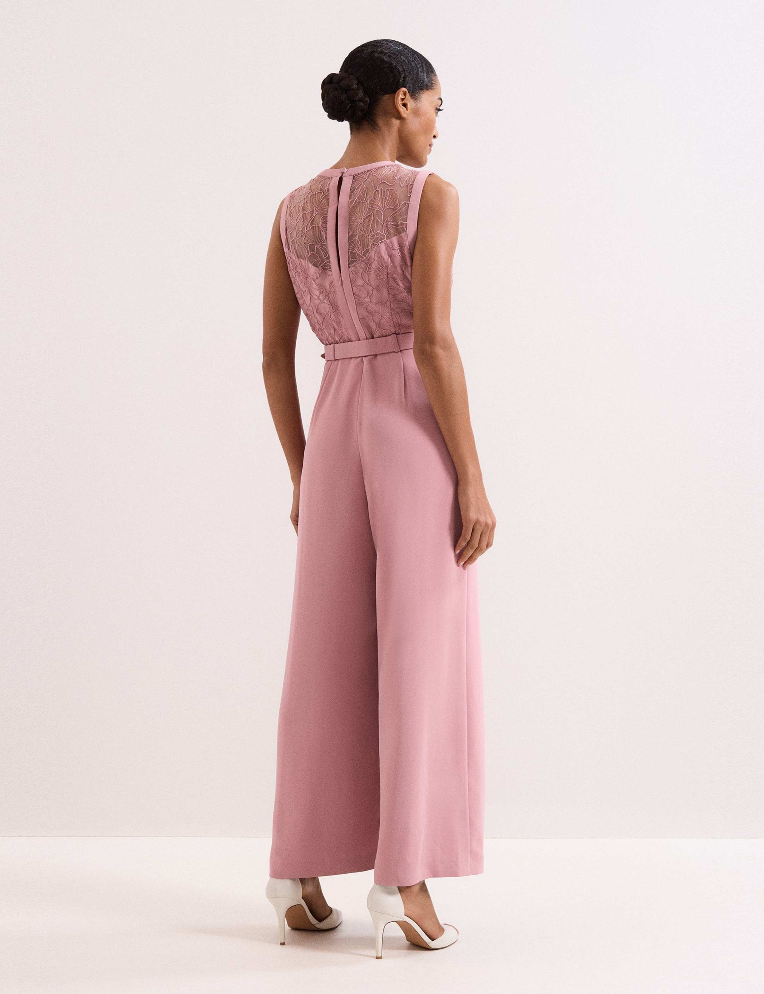 Lace Belted Wide Leg Jumpsuit 4 of 6