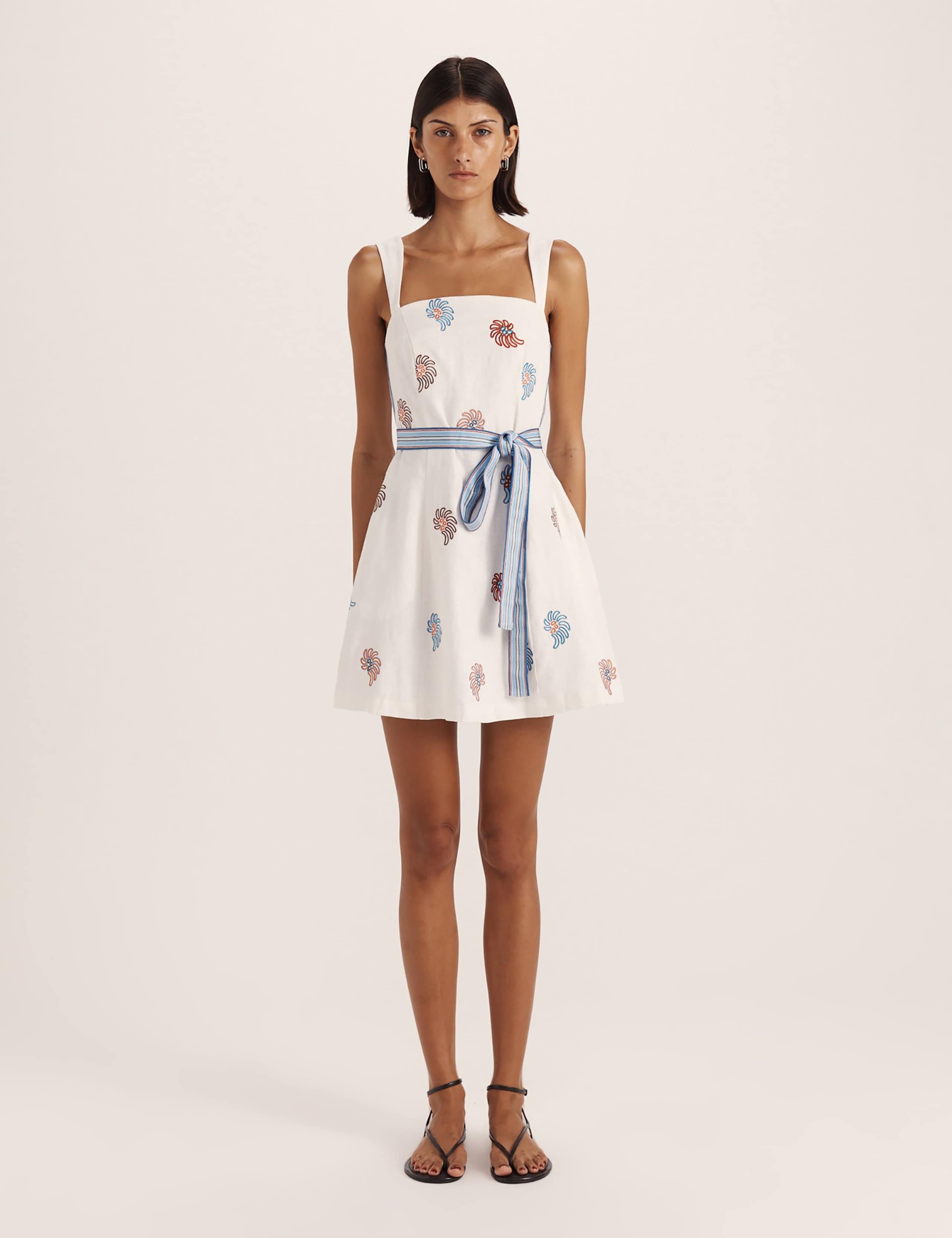 Pure Linen Square Neck Mini Smock Dress 3 of 8