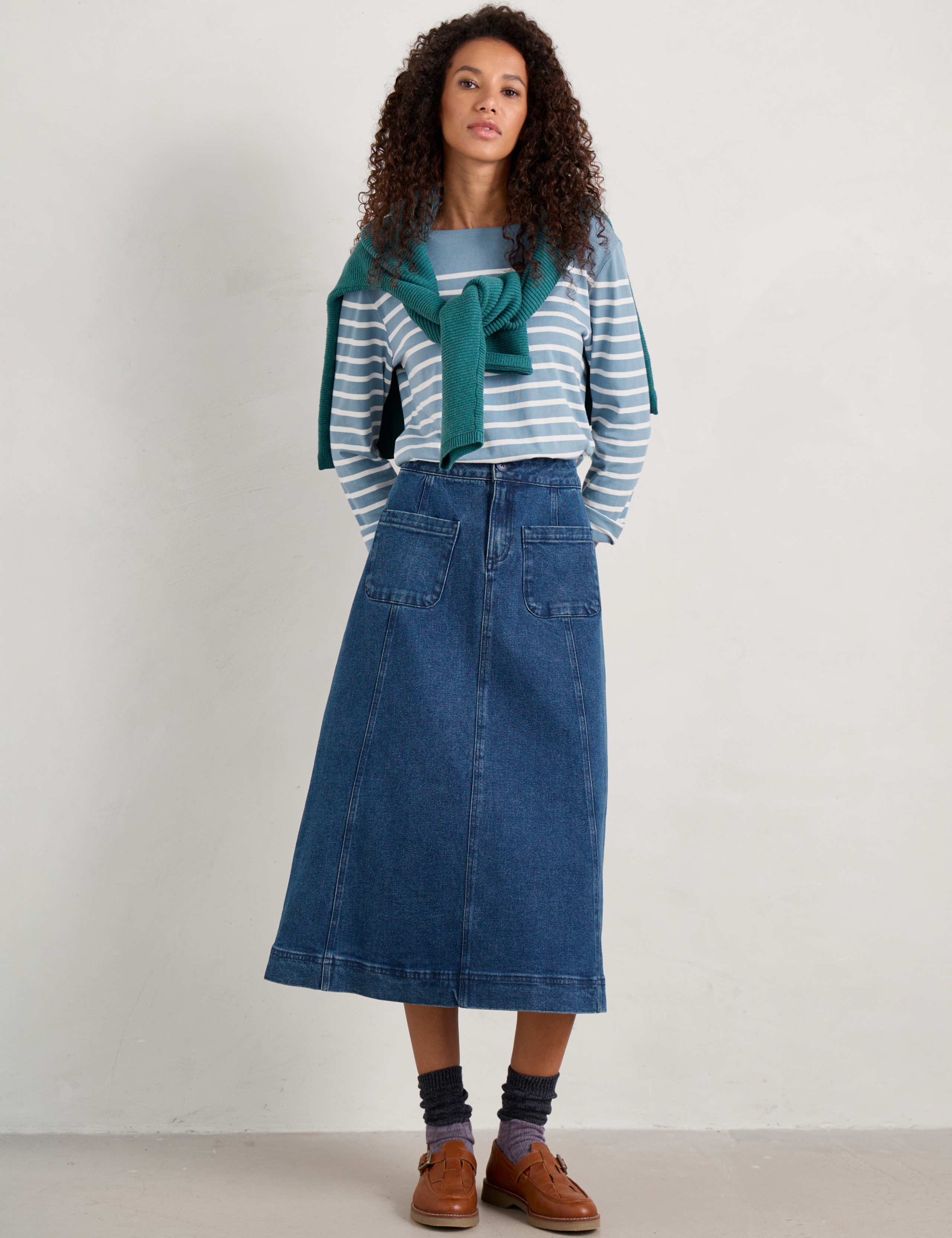 Pure Cotton Striped Slash Neck Top 1 of 4