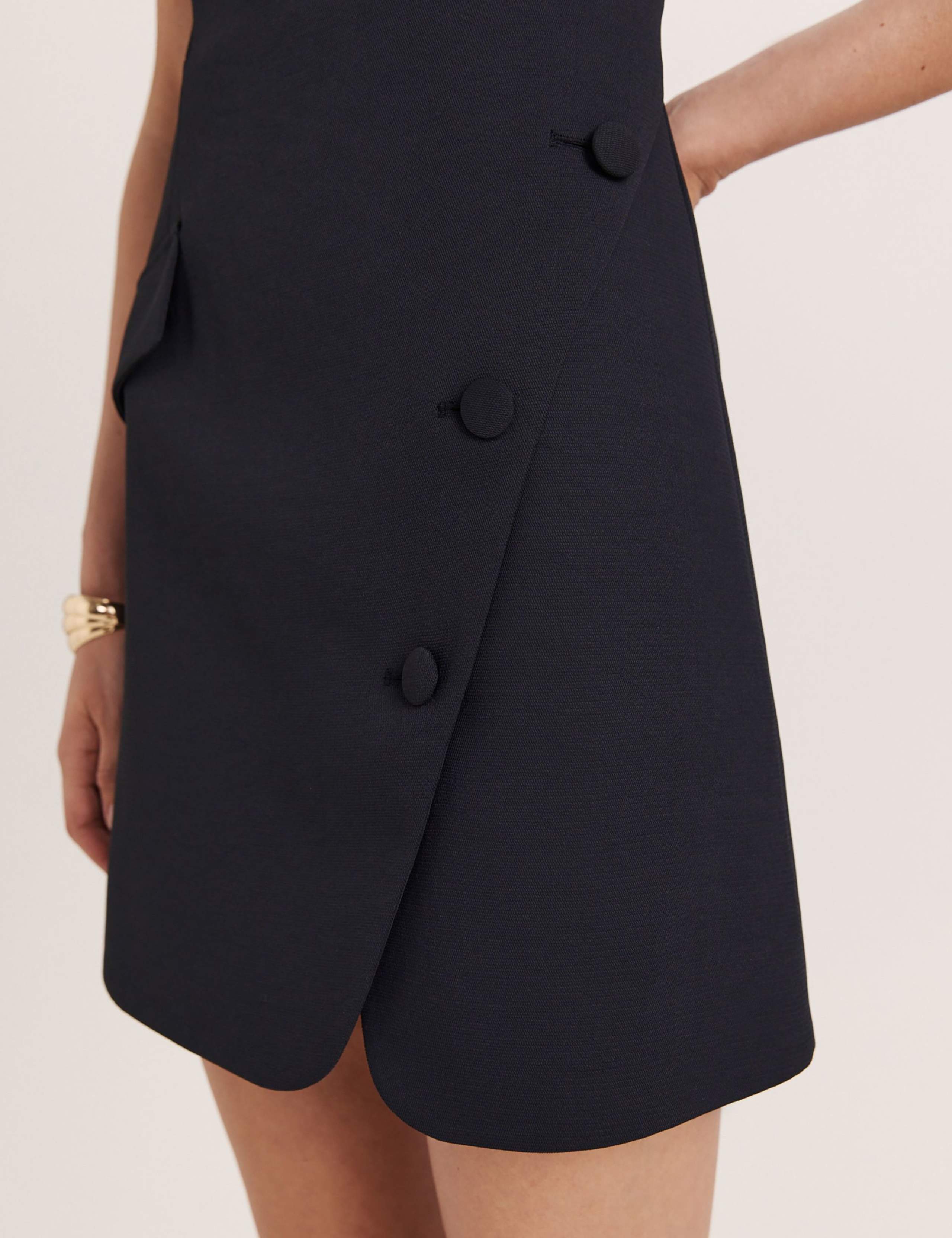 Square Neck Button Feature Mini Shift Dress 7 of 7