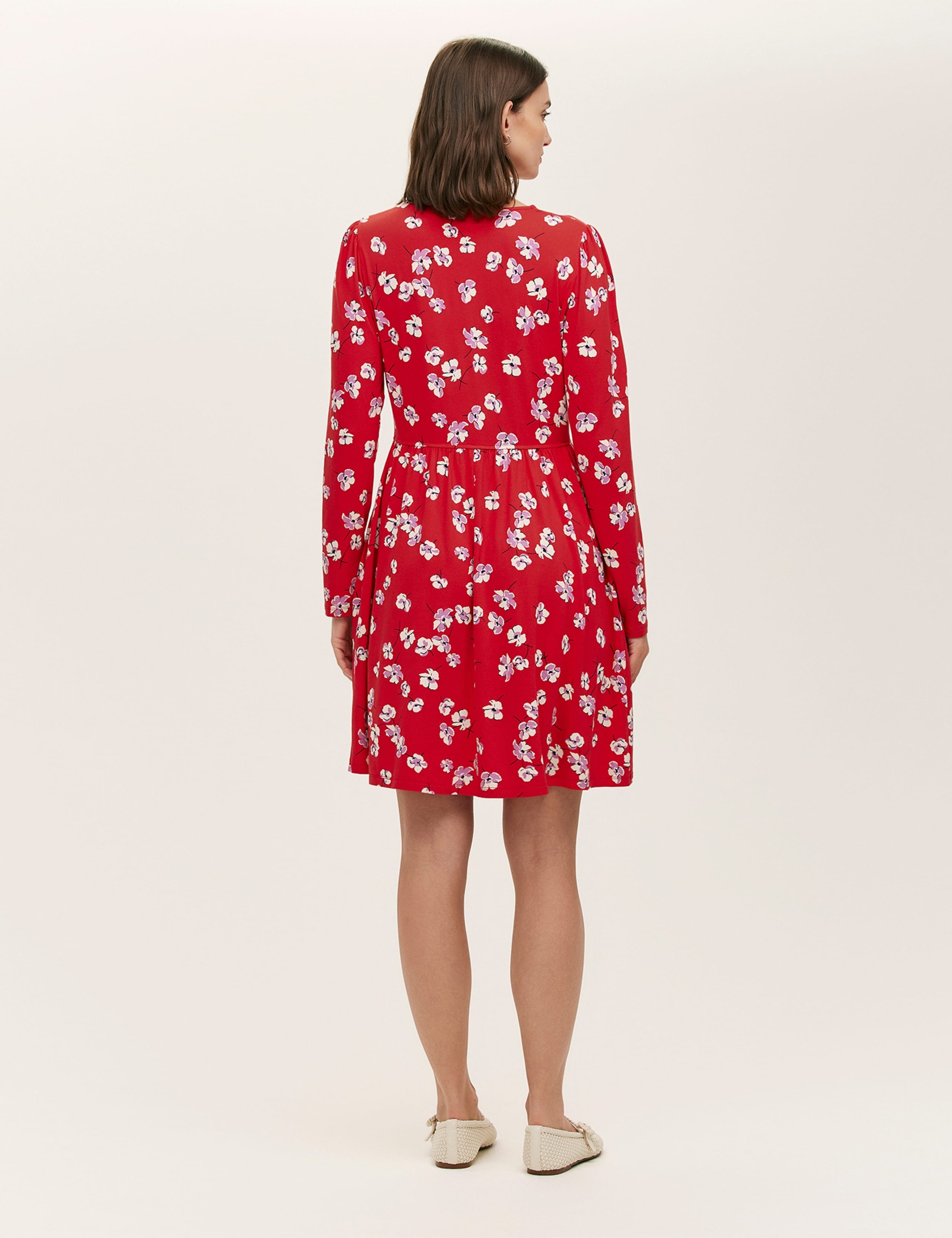 Jersey Floral V Neck Mini Skater Dress 3 of 4