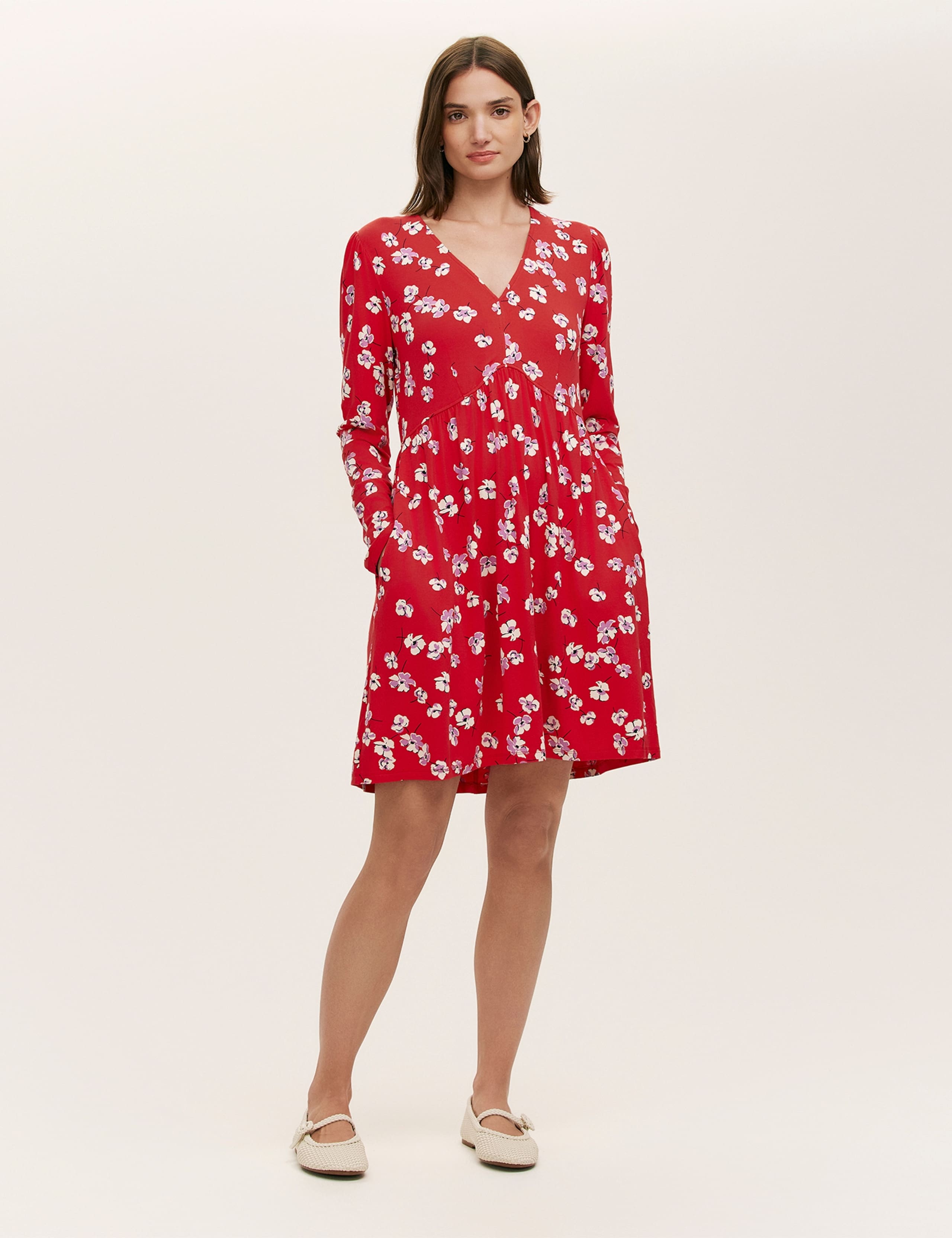 Jersey Floral V Neck Mini Skater Dress 4 of 4