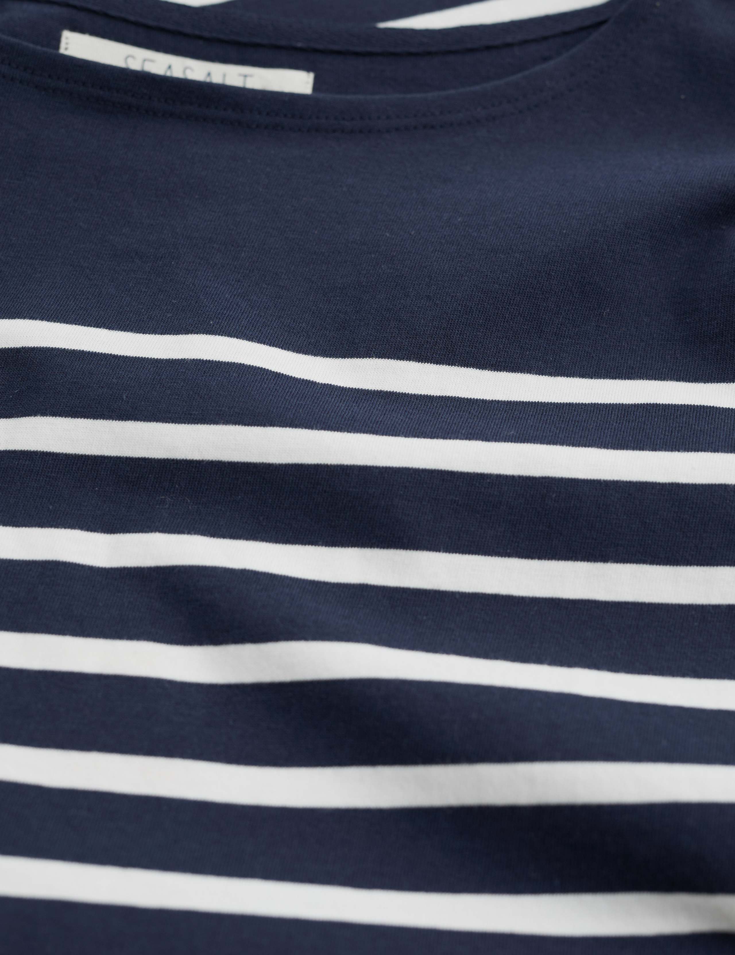 Pure Cotton Striped Slash Neck T-Shirt 5 of 5