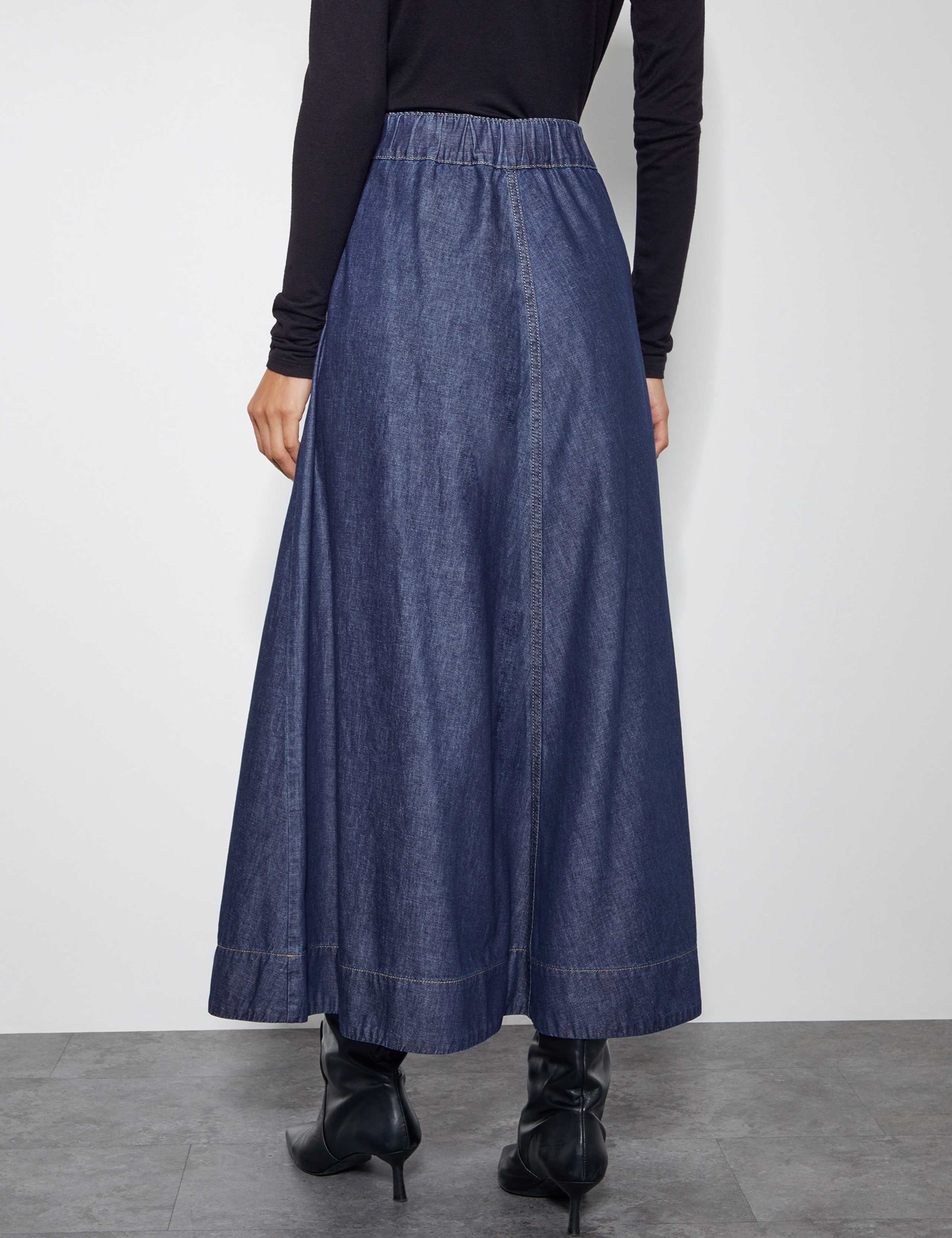 Denim Midi A-Line Skirt 4 of 4