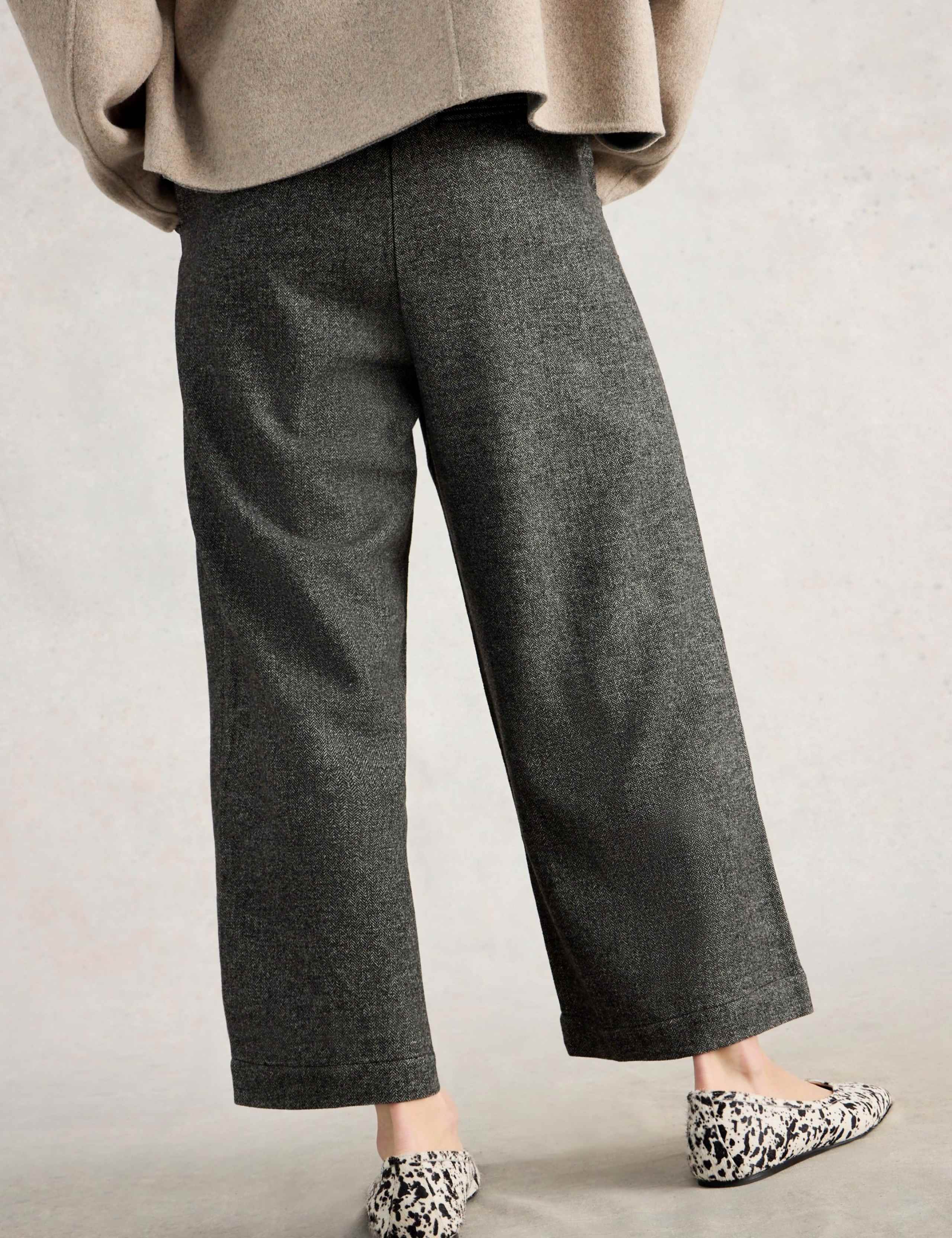 Tweedy Wide Leg Cropped Trousers with Wool 4 of 6