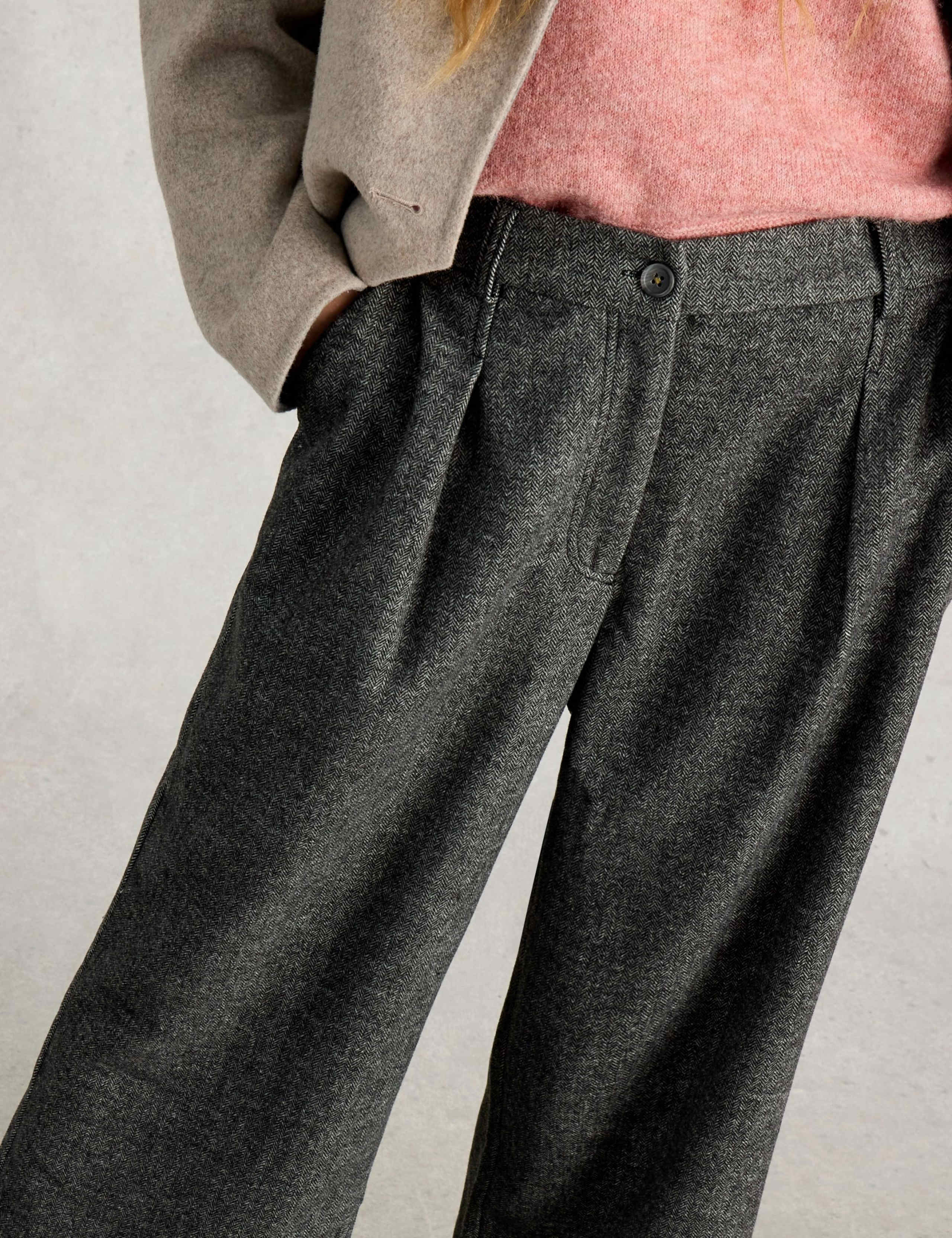 Tweedy Wide Leg Cropped Trousers with Wool 5 of 6