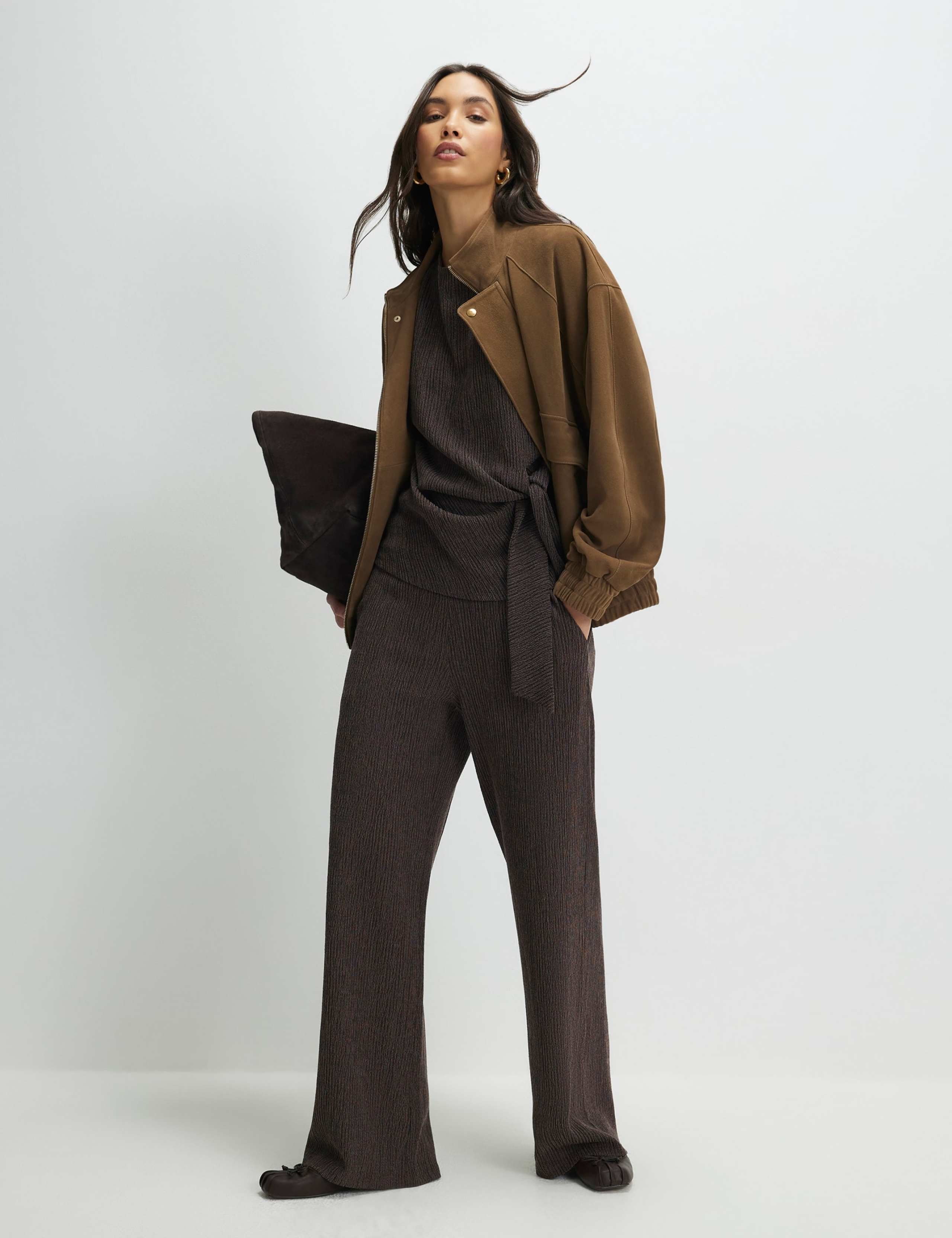 Textured Wide Leg Trousers 1 of 4