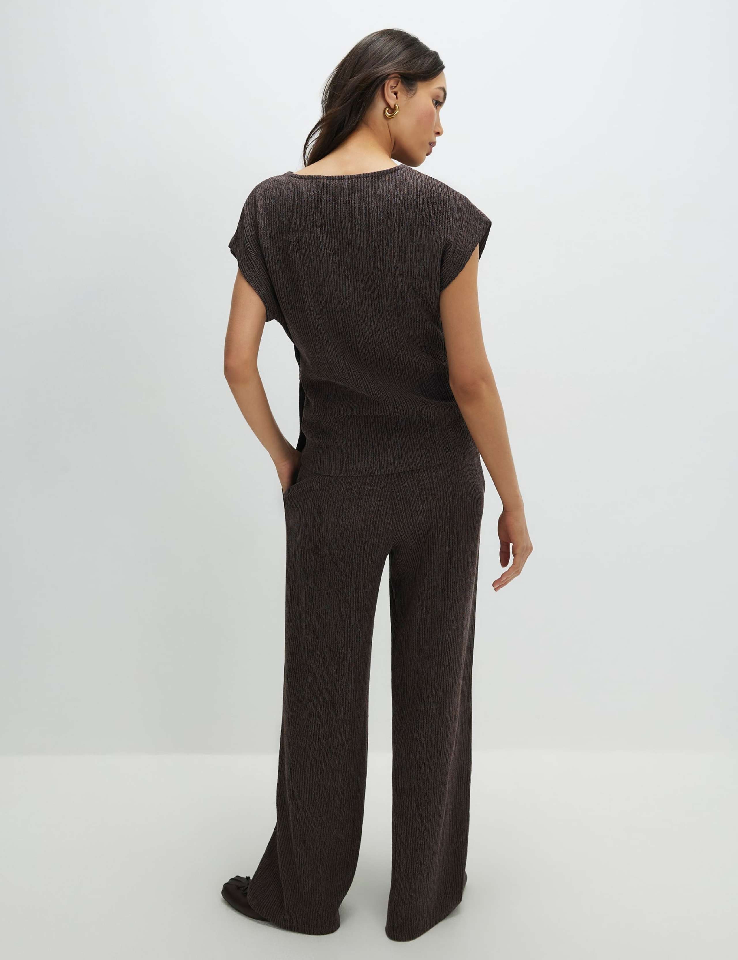 Textured Wide Leg Trousers 3 of 4