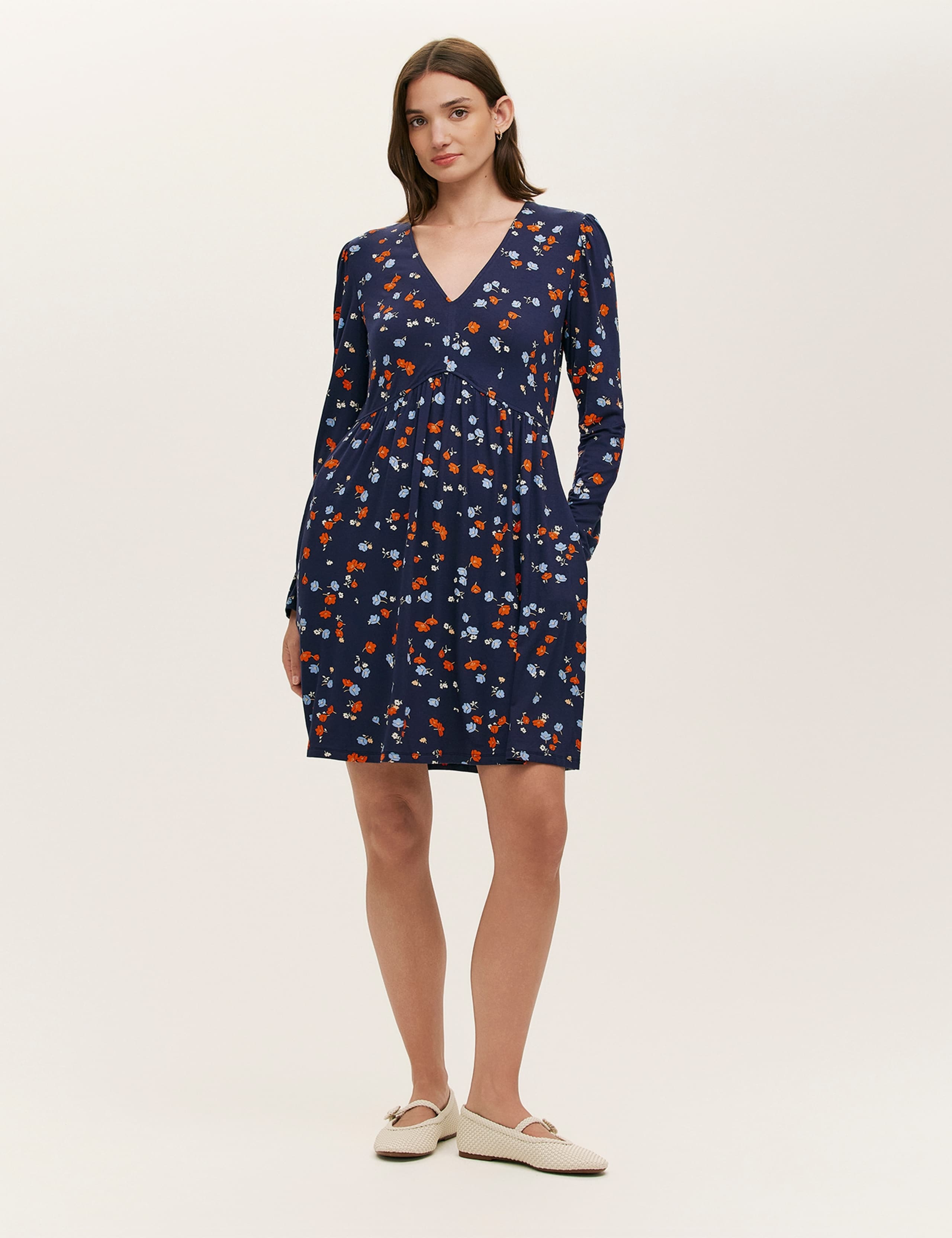 Jersey Printed V Neck Mini Skater Dress 2 of 4