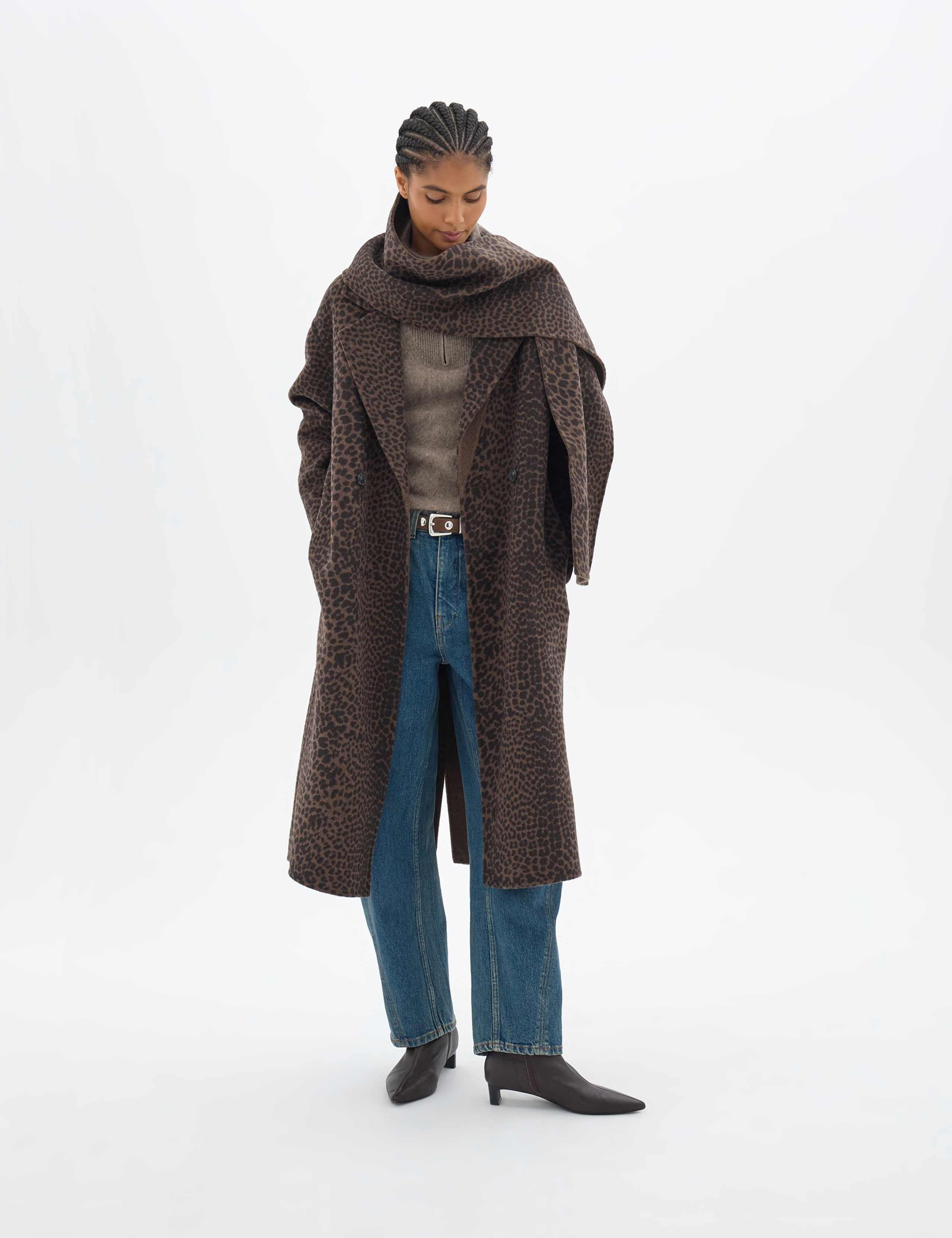 Pure Wool Leopard Print Overcoat 3 of 8