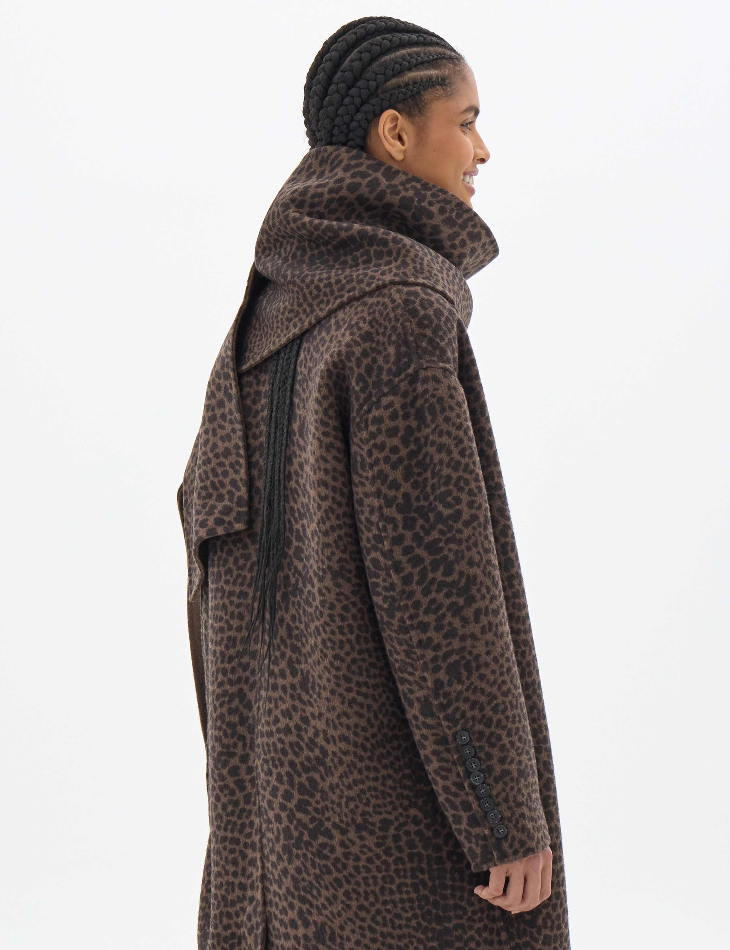 Pure Wool Leopard Print Overcoat 4 of 8