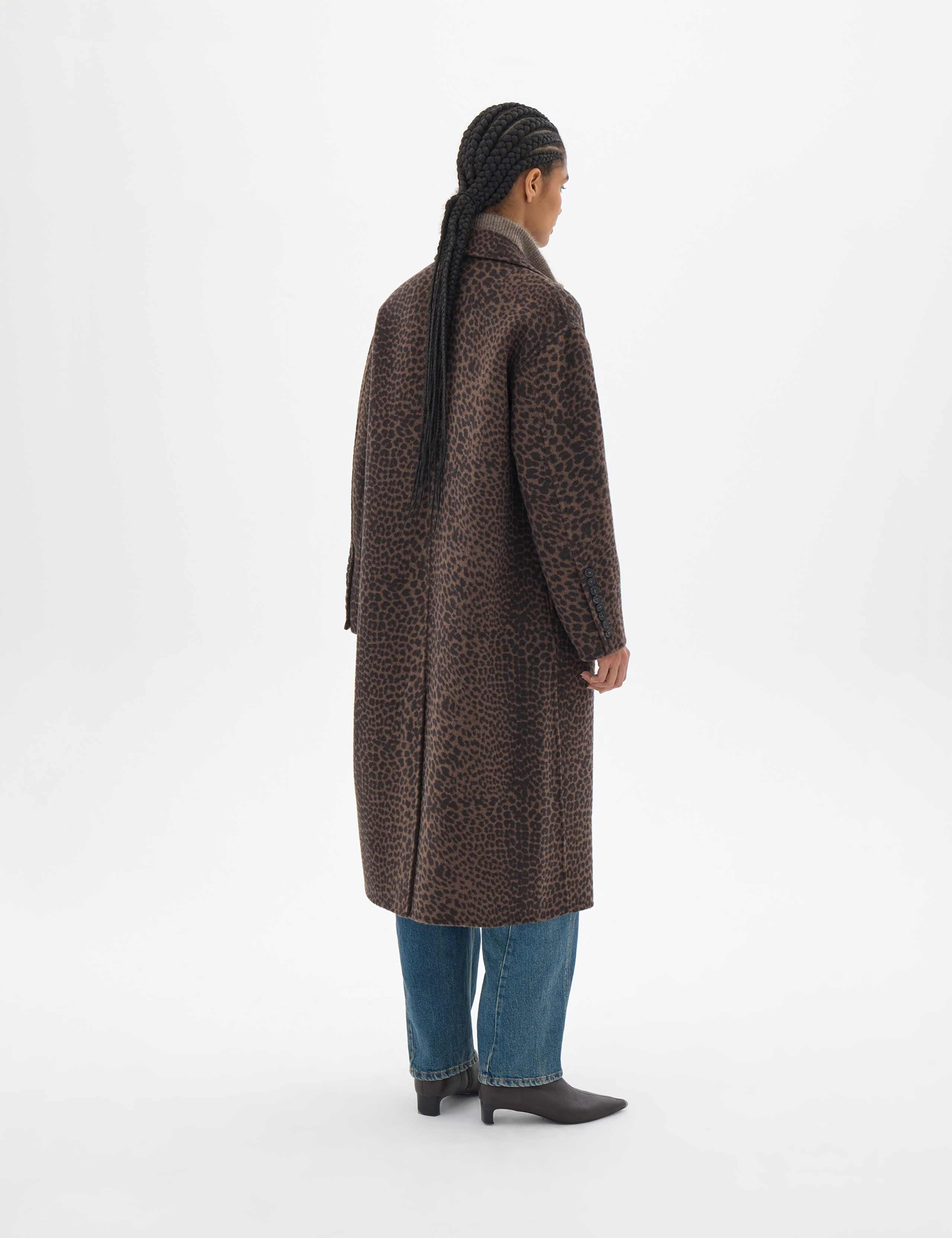 Pure Wool Leopard Print Overcoat 5 of 8
