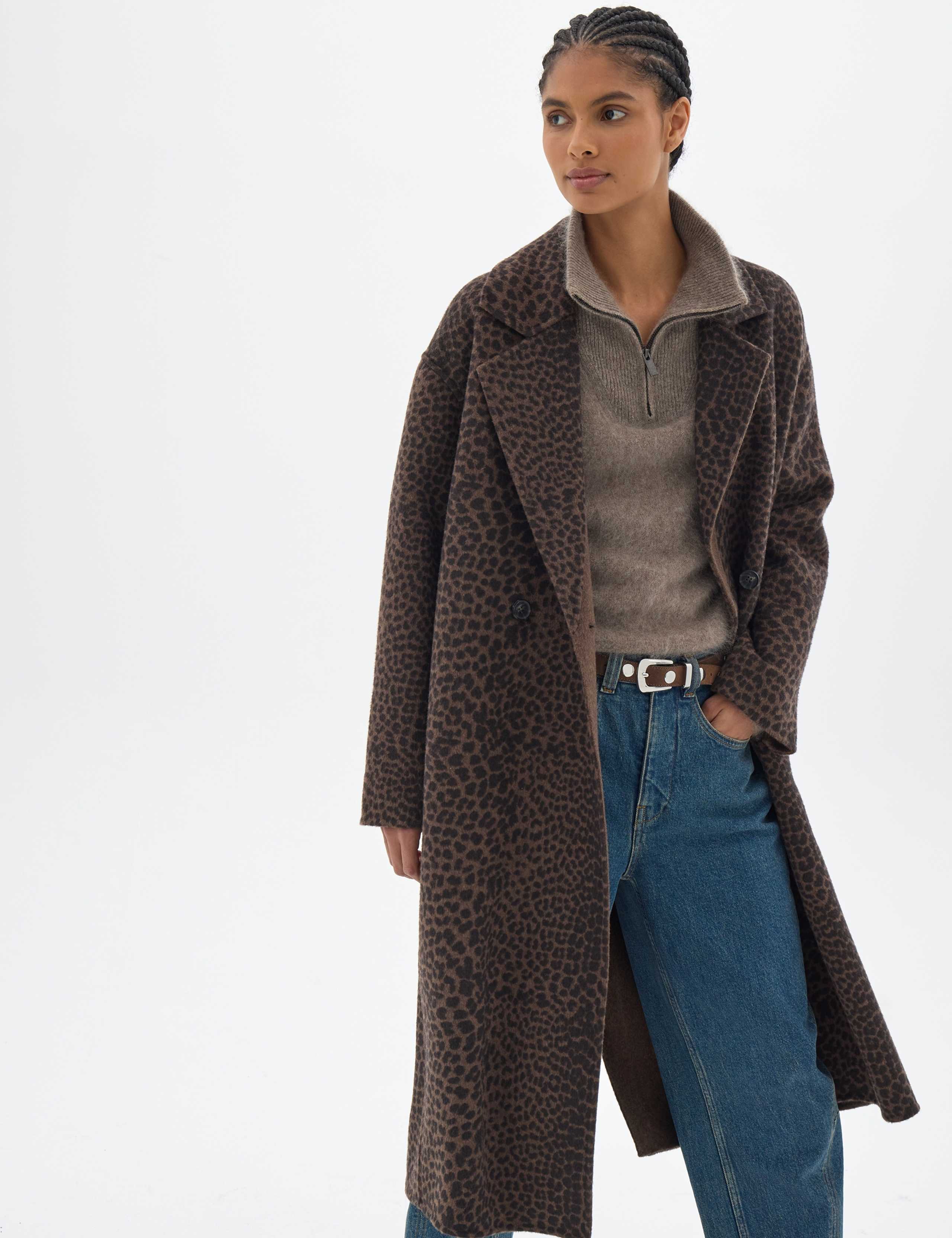 Pure Wool Leopard Print Overcoat 7 of 8