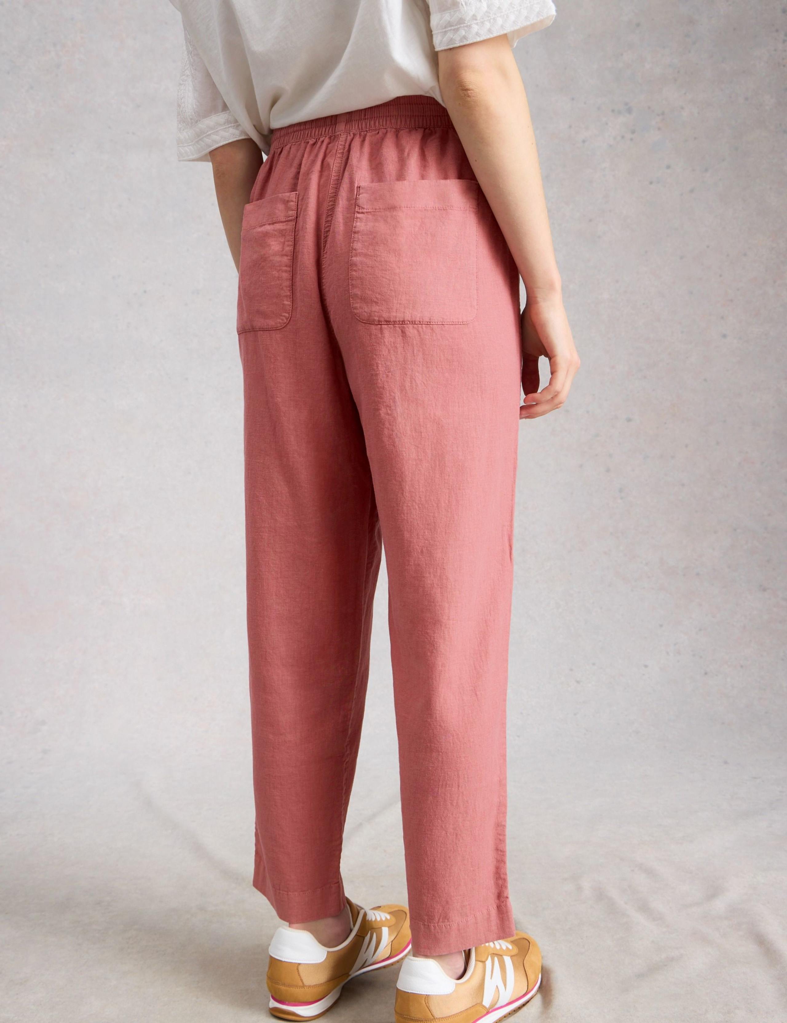 Linen Blend Leaf Print Tapered Trousers 5 of 6