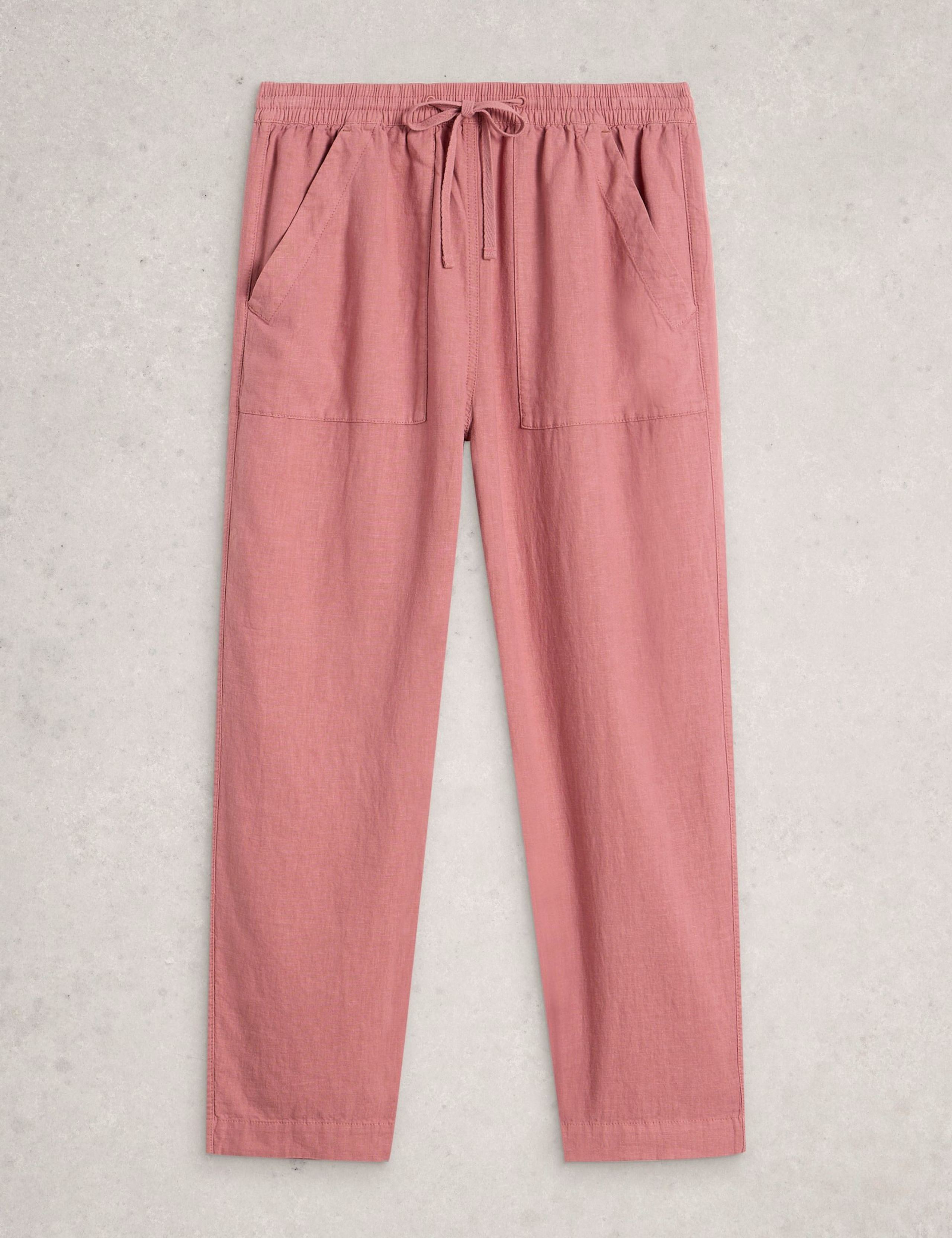 Linen Blend Leaf Print Tapered Trousers 2 of 6