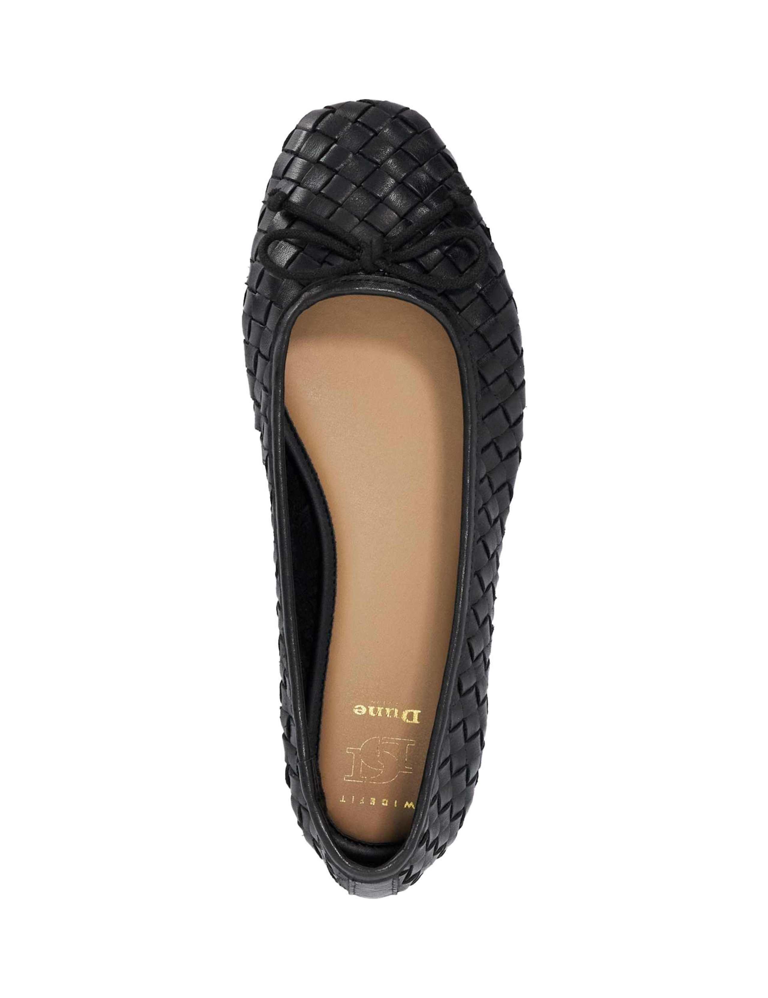 Wide Fit Leather Woven Flat Ballet Pumps 2 of 5