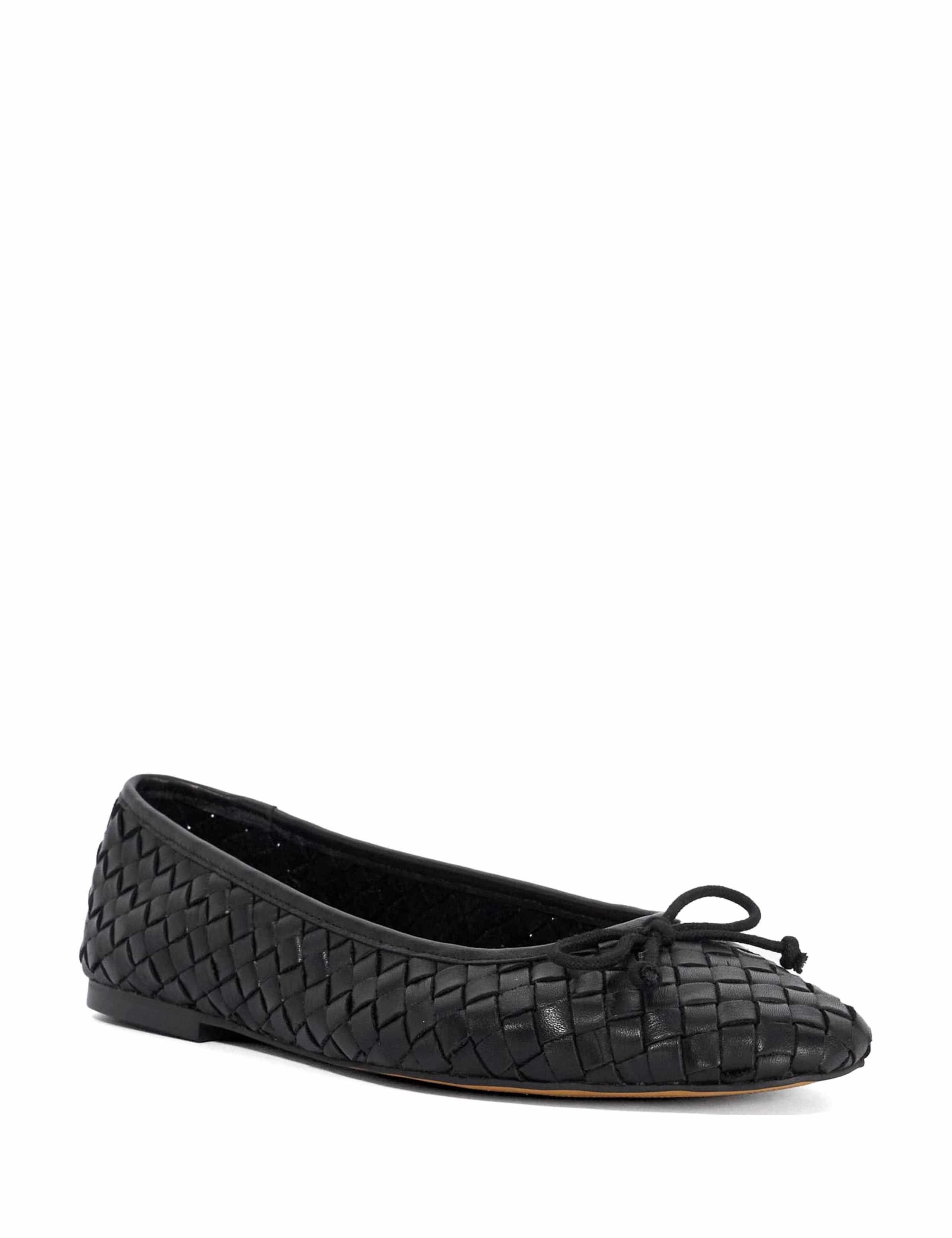Wide Fit Leather Woven Flat Ballet Pumps 3 of 5