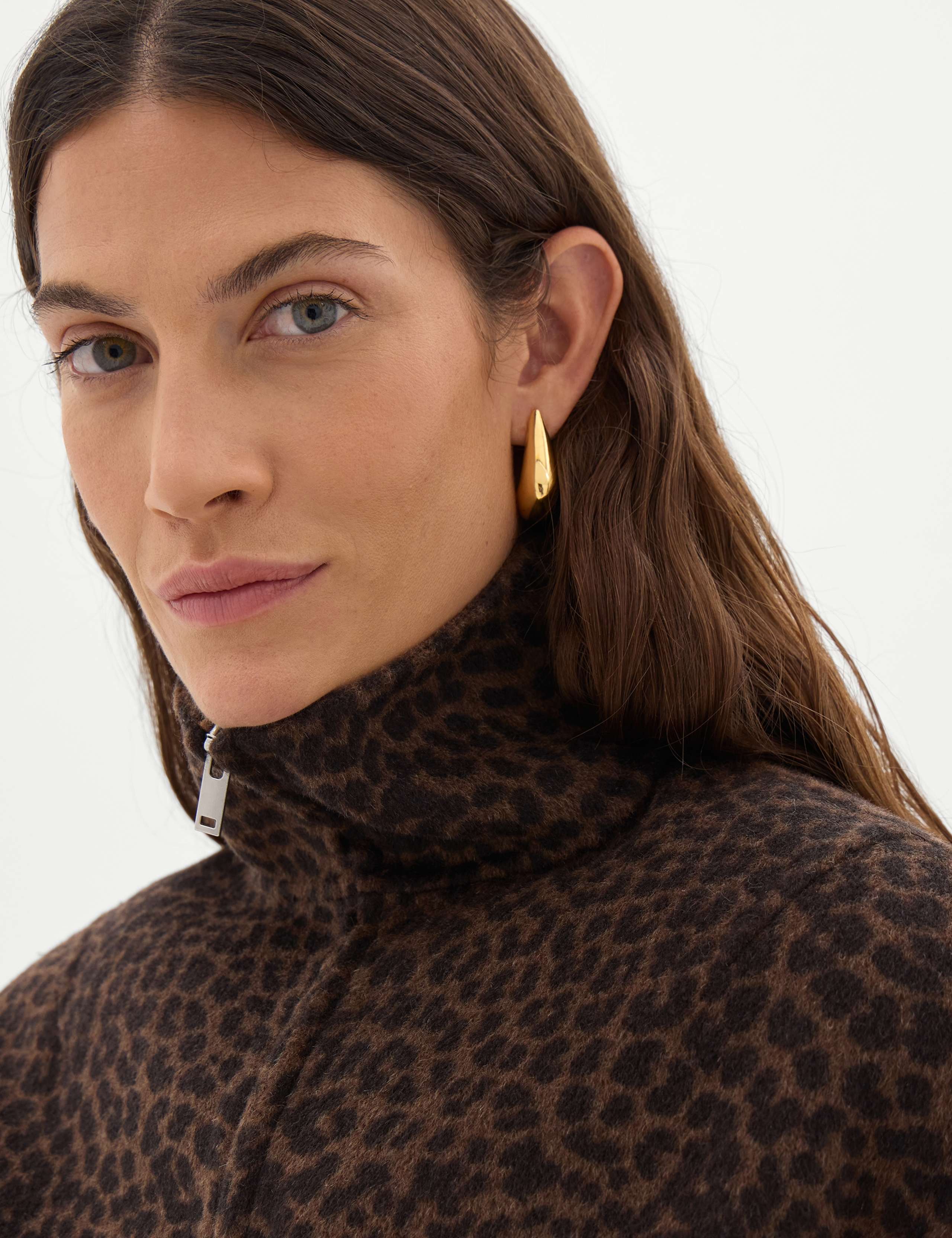 Ira Pure Wool Leopard Print Funnel Neck Jacket 5 of 7