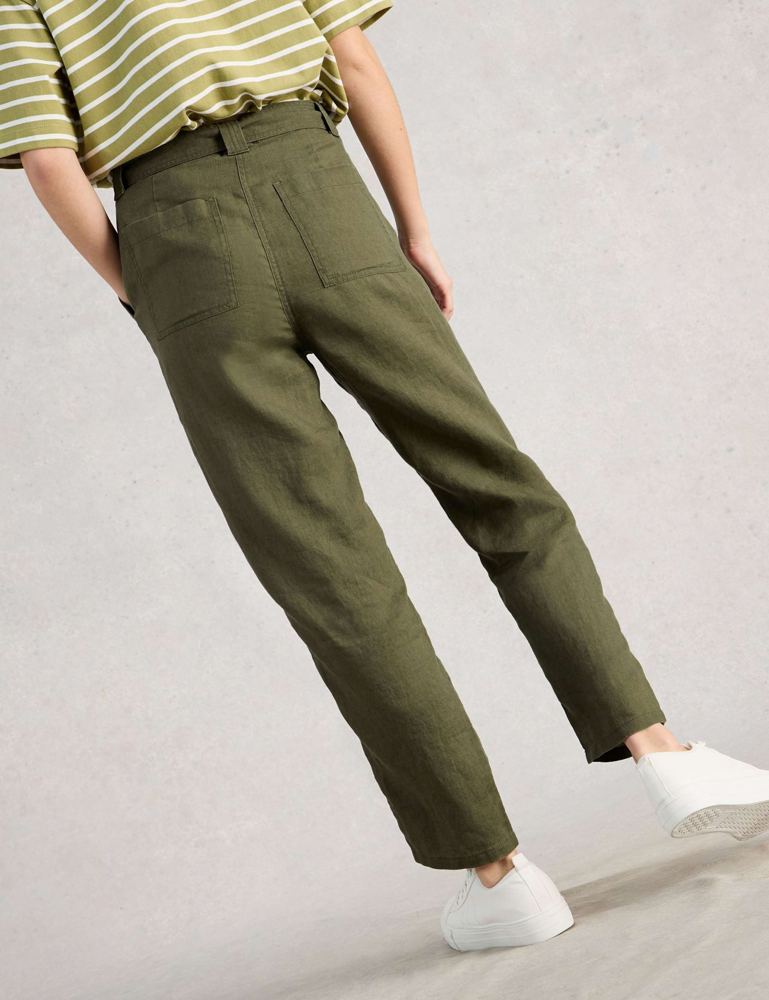 Pure Linen Tapered Ankle Grazer Trousers 4 of 6