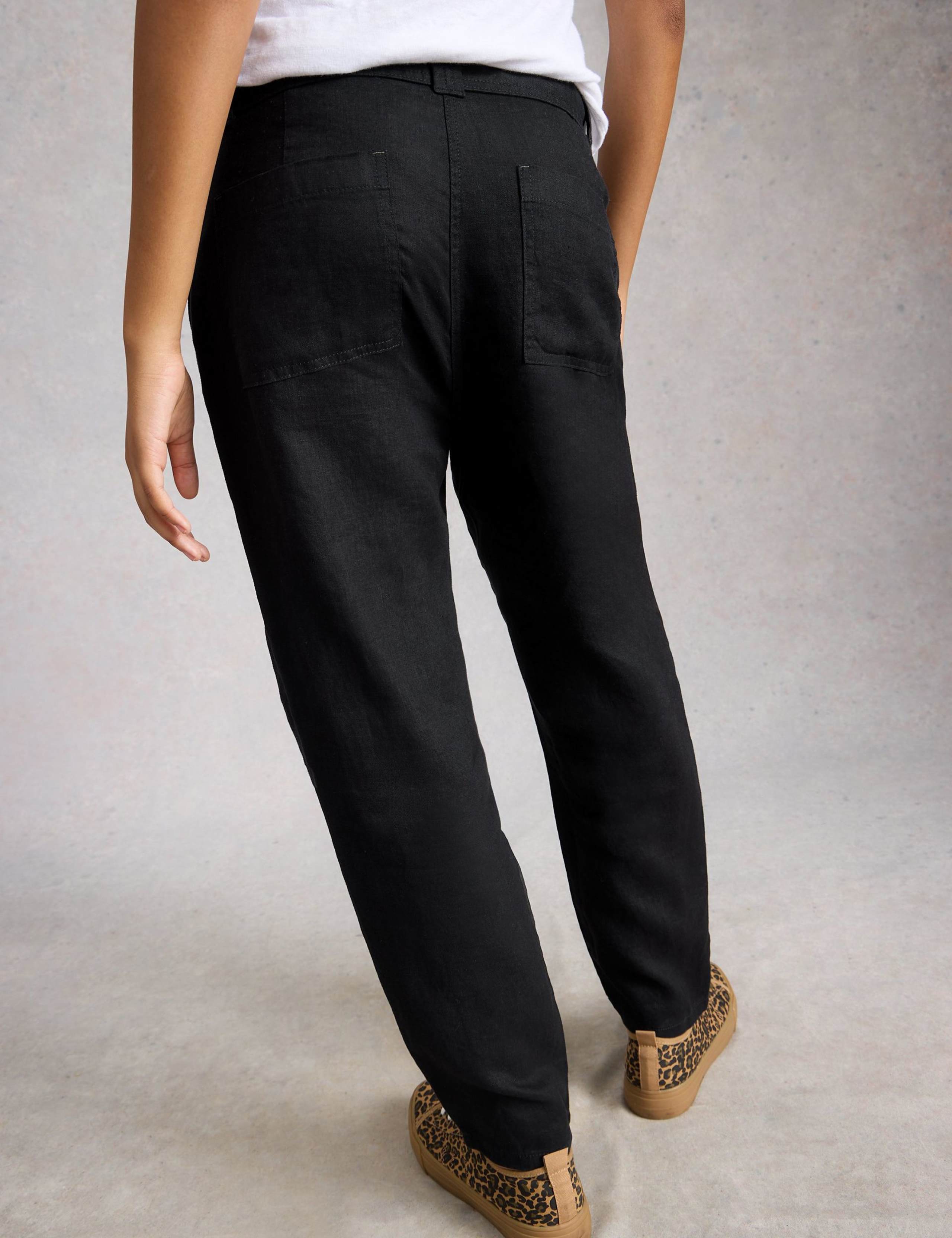 Pure Linen Tapered Ankle Grazer Trousers 4 of 6