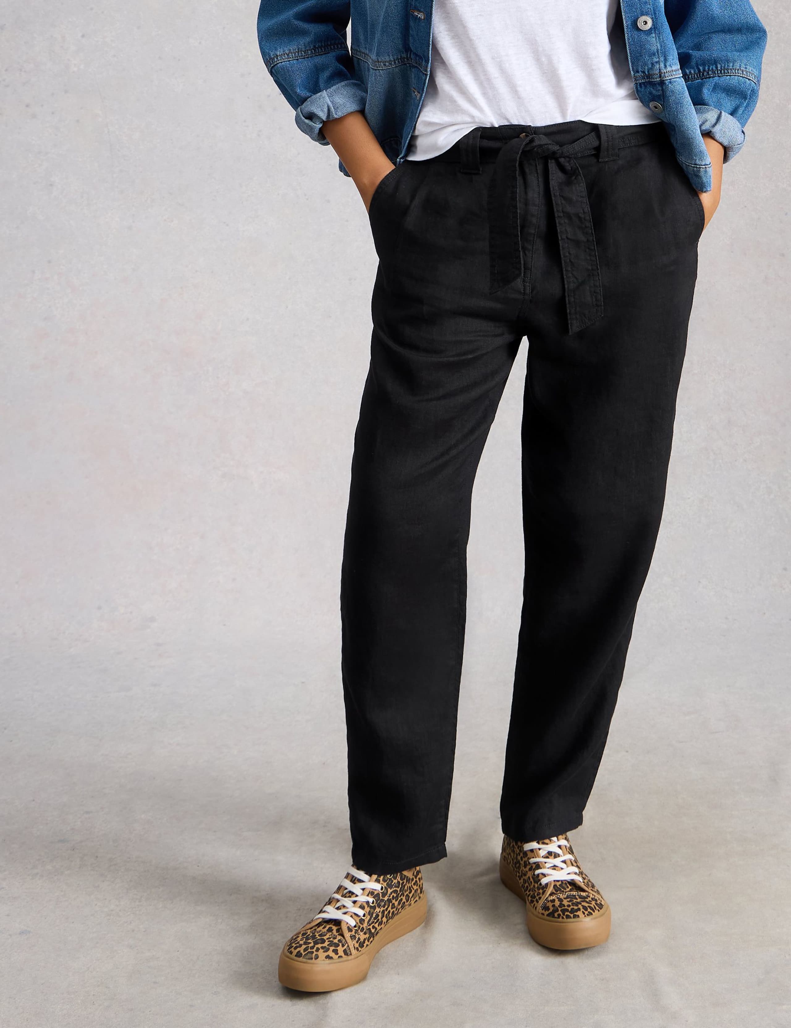 Pure Linen Tapered Ankle Grazer Trousers 6 of 6