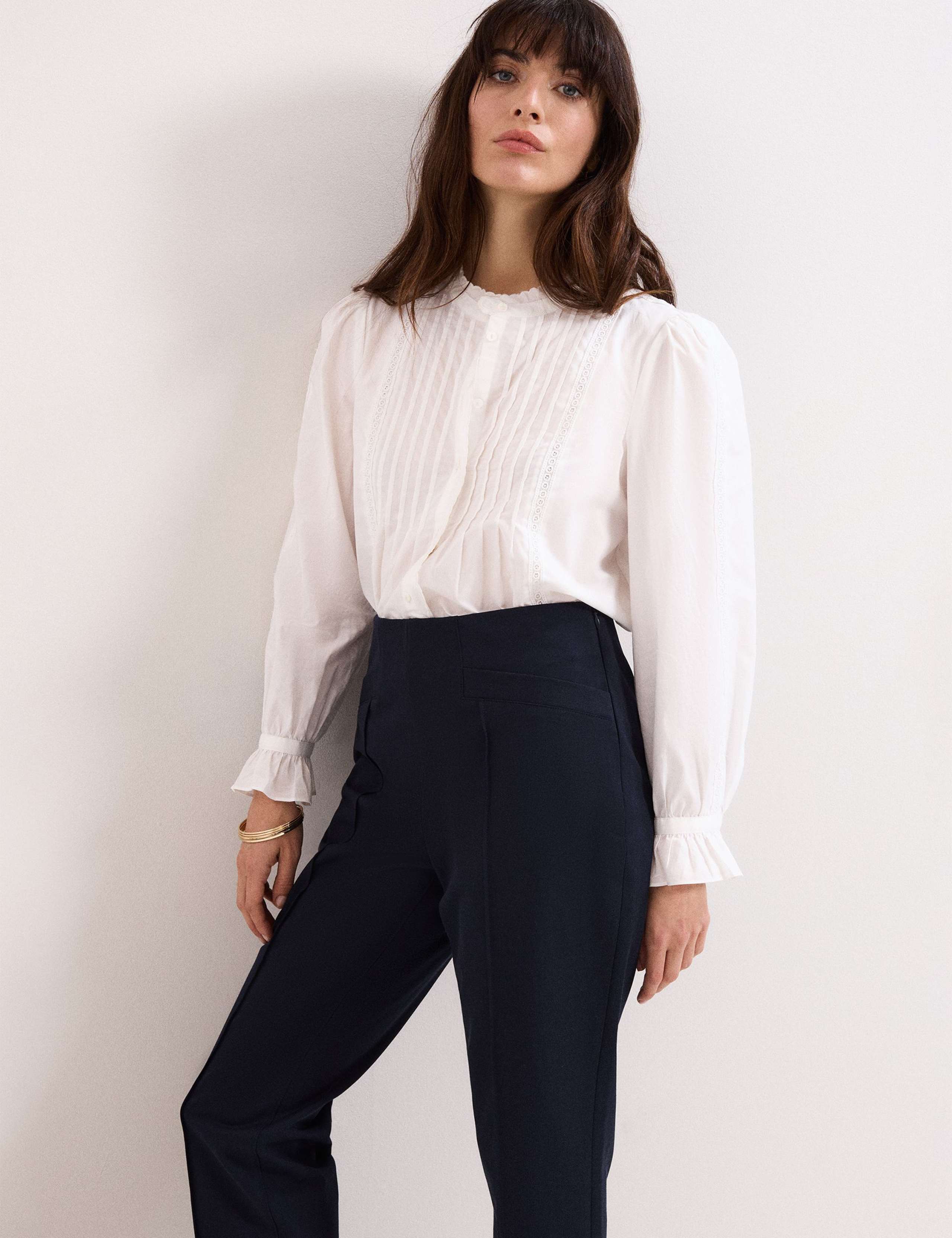 Cotton Blend Slim Fit Cropped Trousers 5 of 7