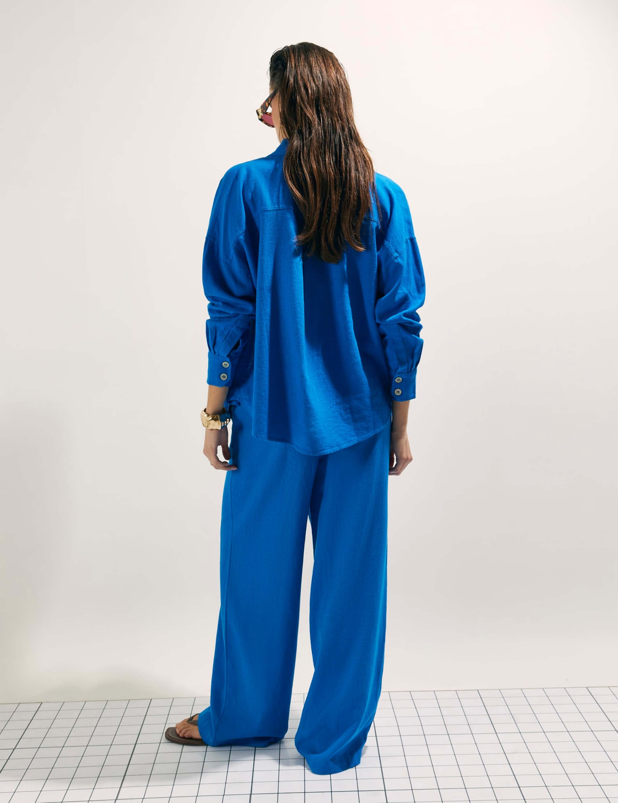 Linen Rich Drawstring Wide Leg Trousers 3 of 4