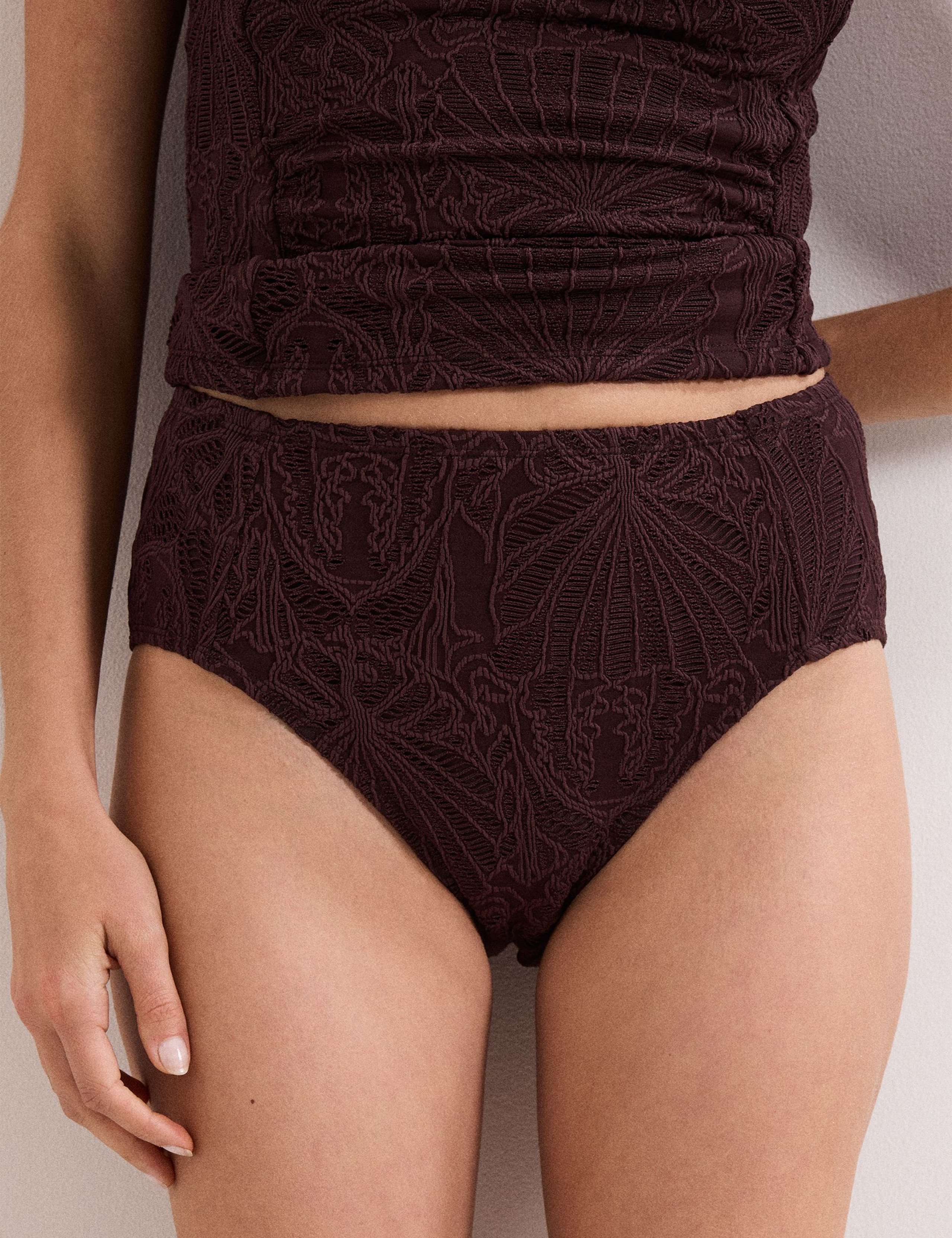 Textured Striped High Waisted Bikini Bottoms 3 of 6