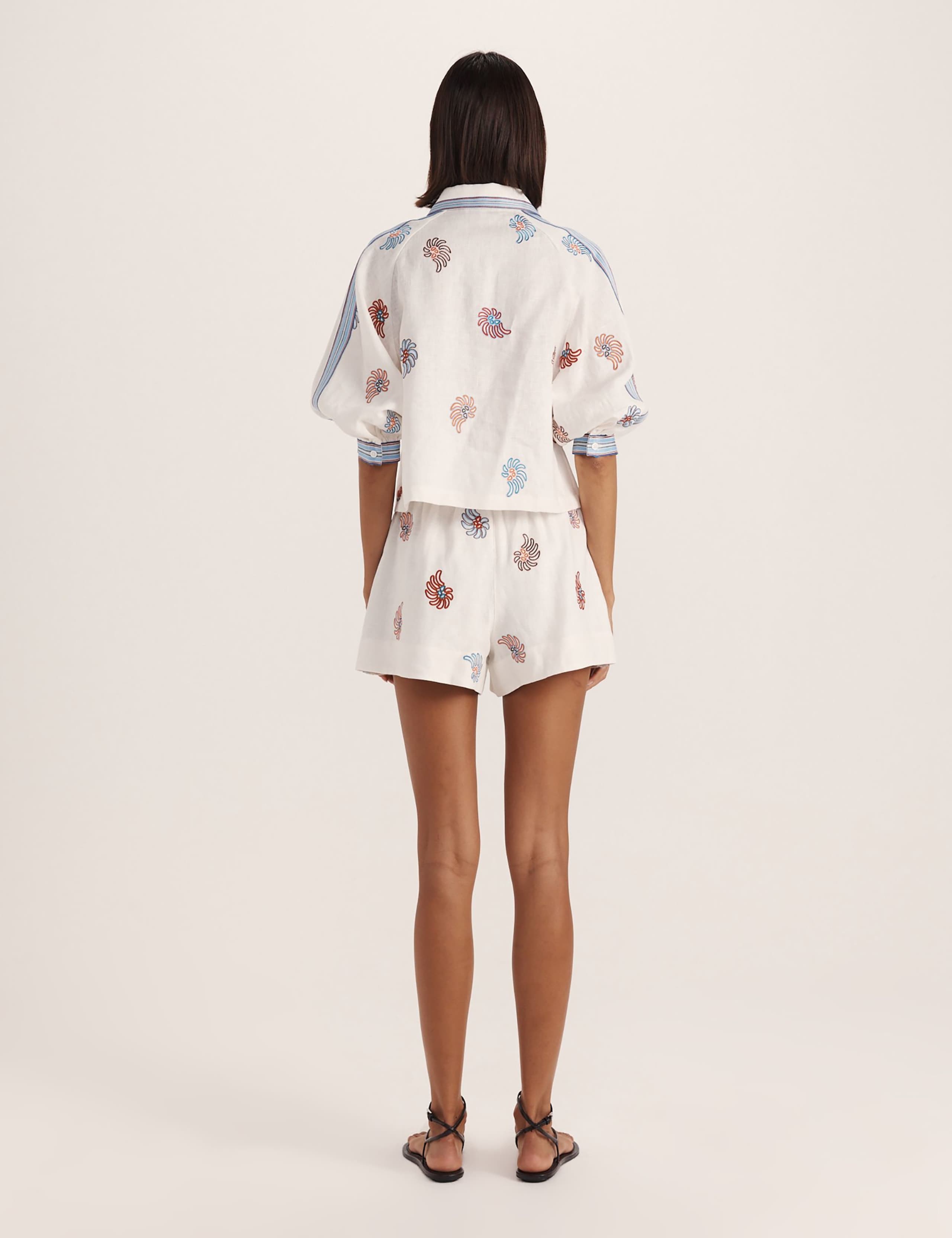 Pure Linen Floral Embroidery Beach Shirt 3 of 8