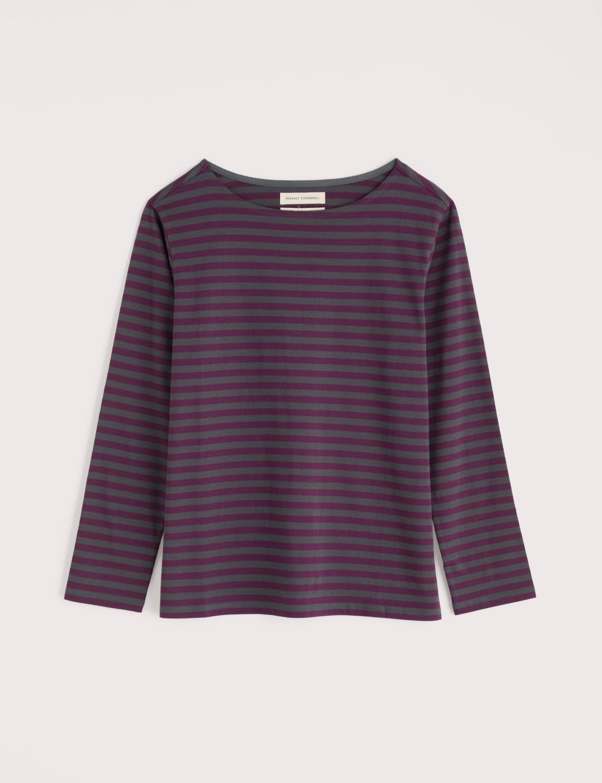 Pure Cotton Striped Slash Neck Top 2 of 5