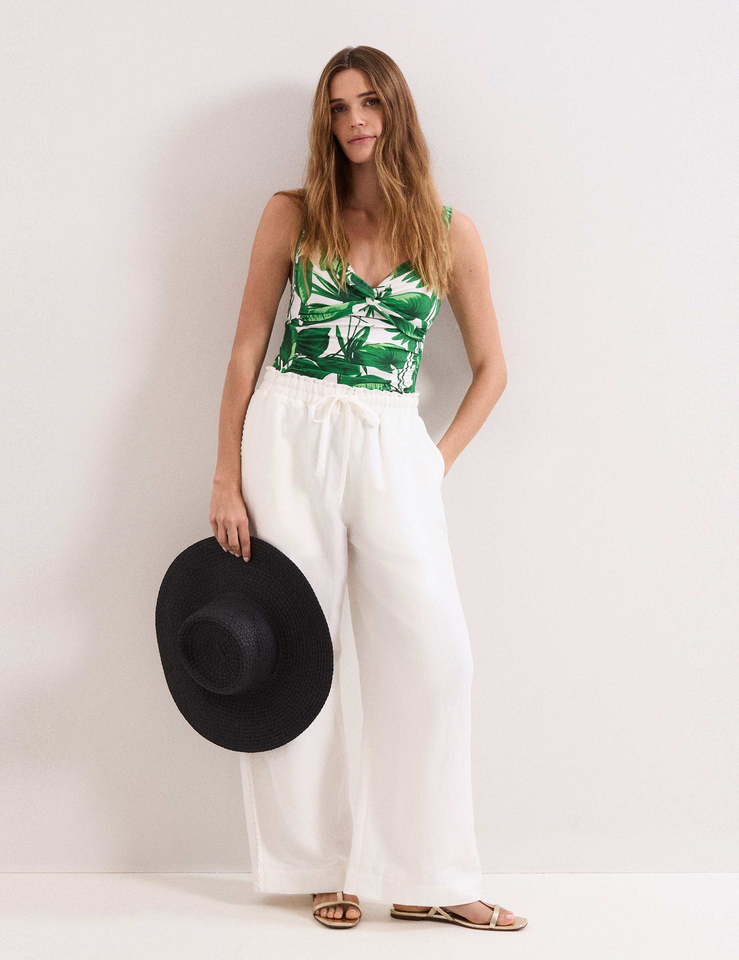 Palm Print Padded Sweetheart Neck Swimsuit 5 of 7