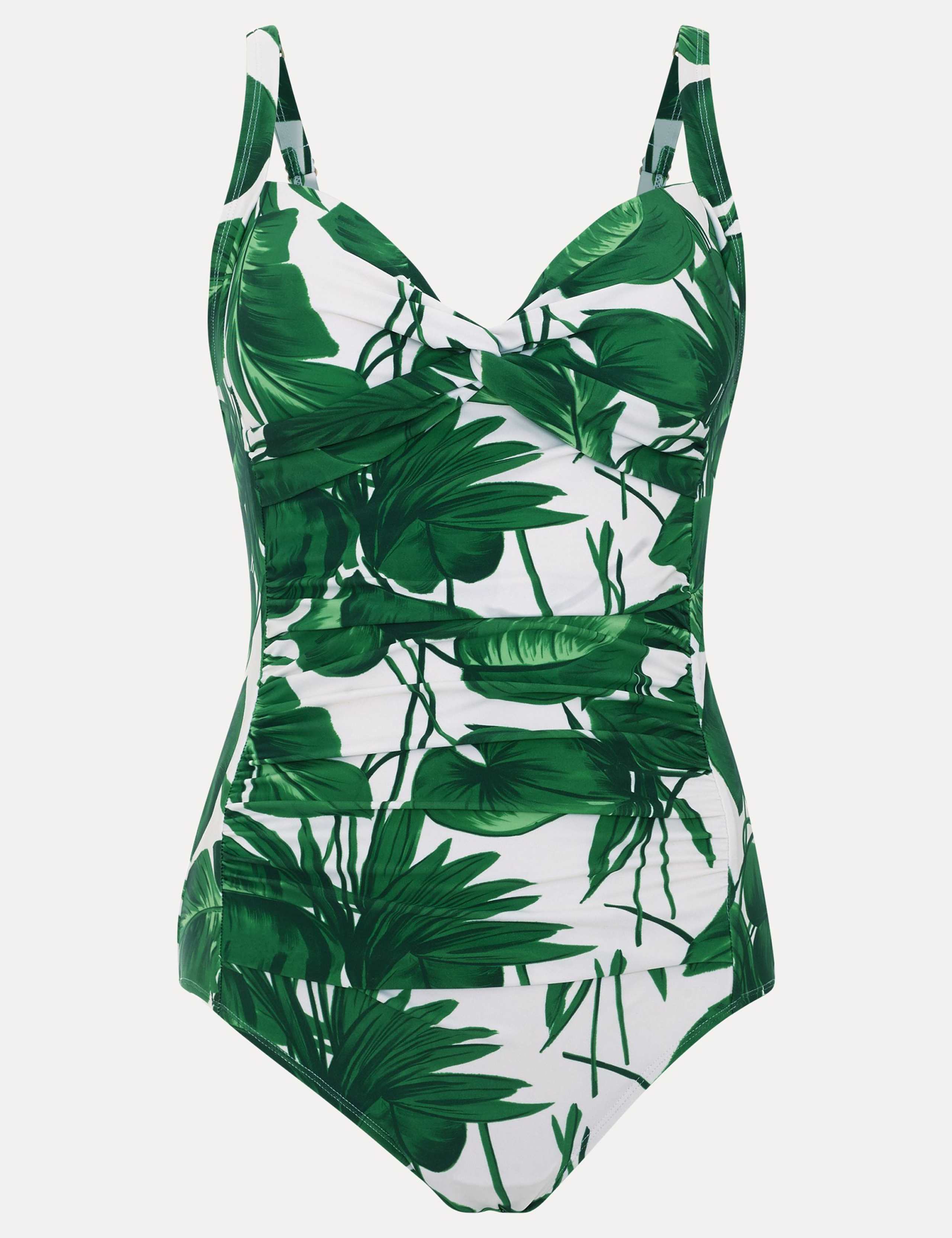 Palm Print Padded Sweetheart Neck Swimsuit 2 of 7