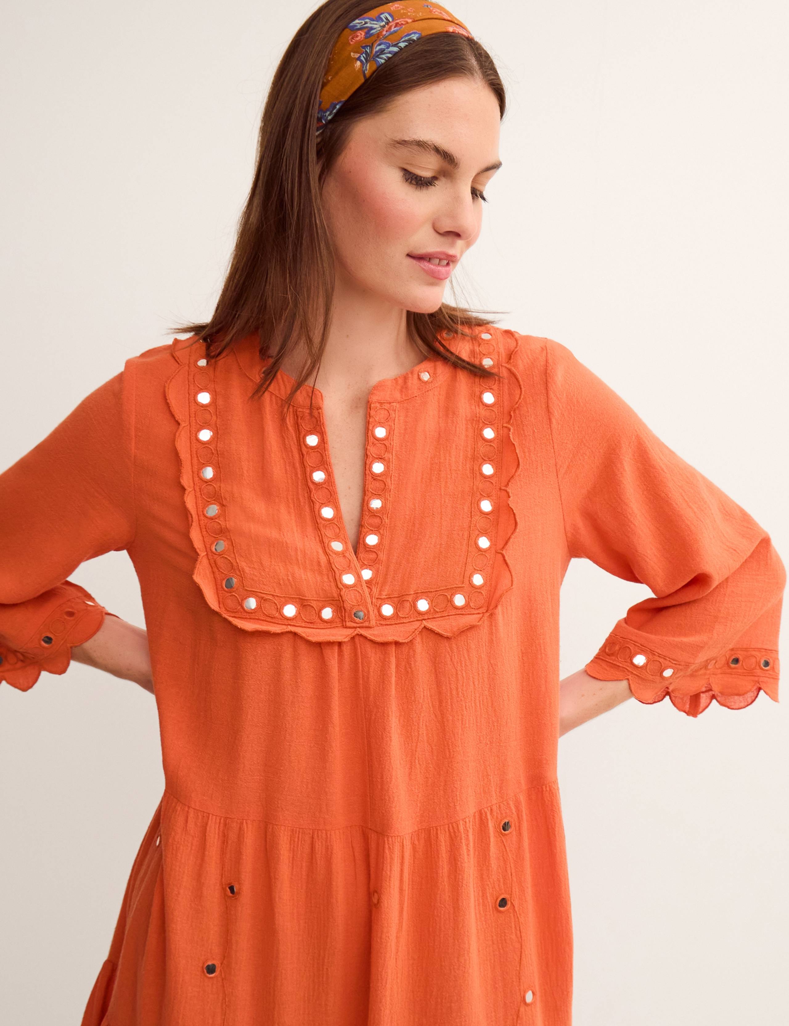 Pure Cotton Tiered Beach Cover Up Kaftan 2 of 4