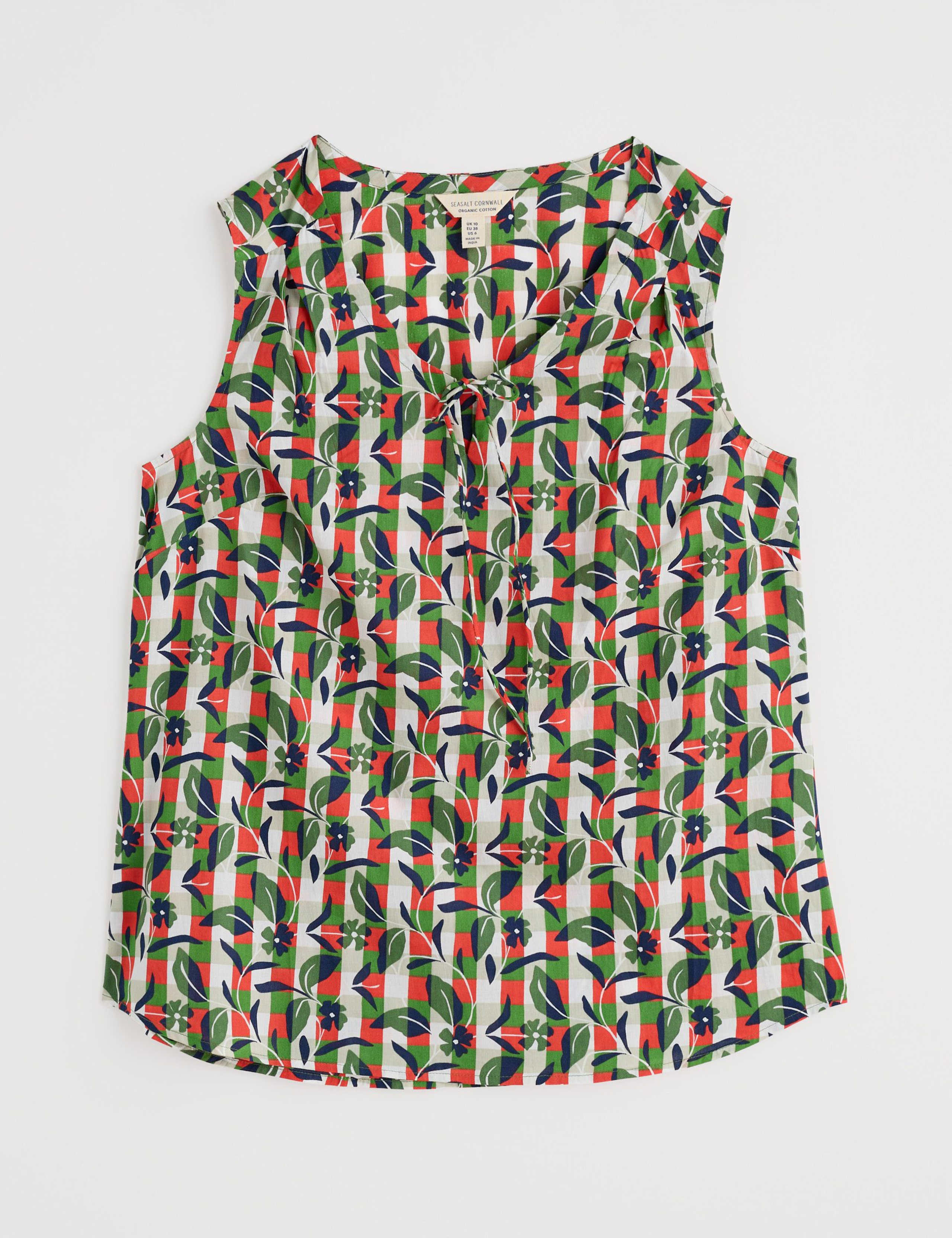 Pure Cotton Floral Tie Neck Vest Top 2 of 4