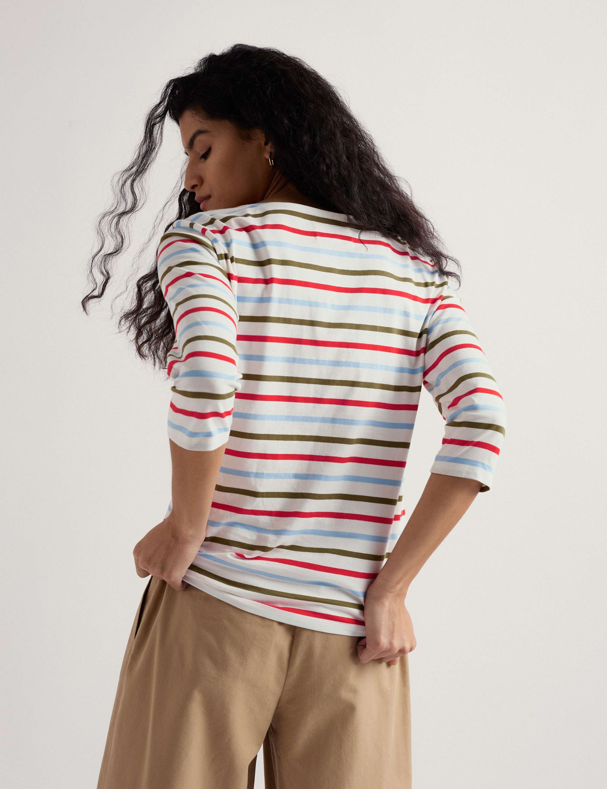 Pure Cotton Striped Crew Neck Top 5 of 6