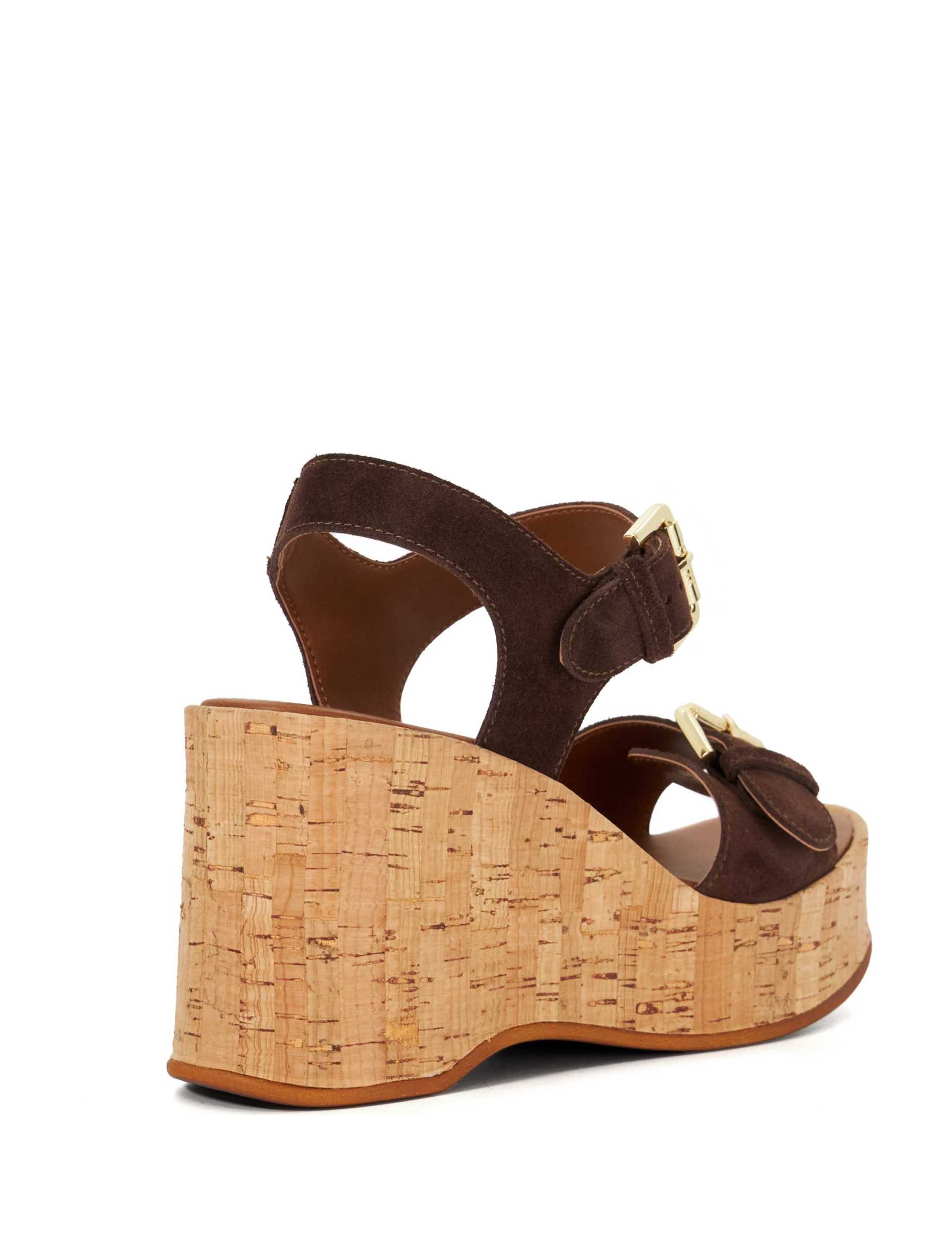 Suede Chunky Buckle Wedge Sandals 4 of 5