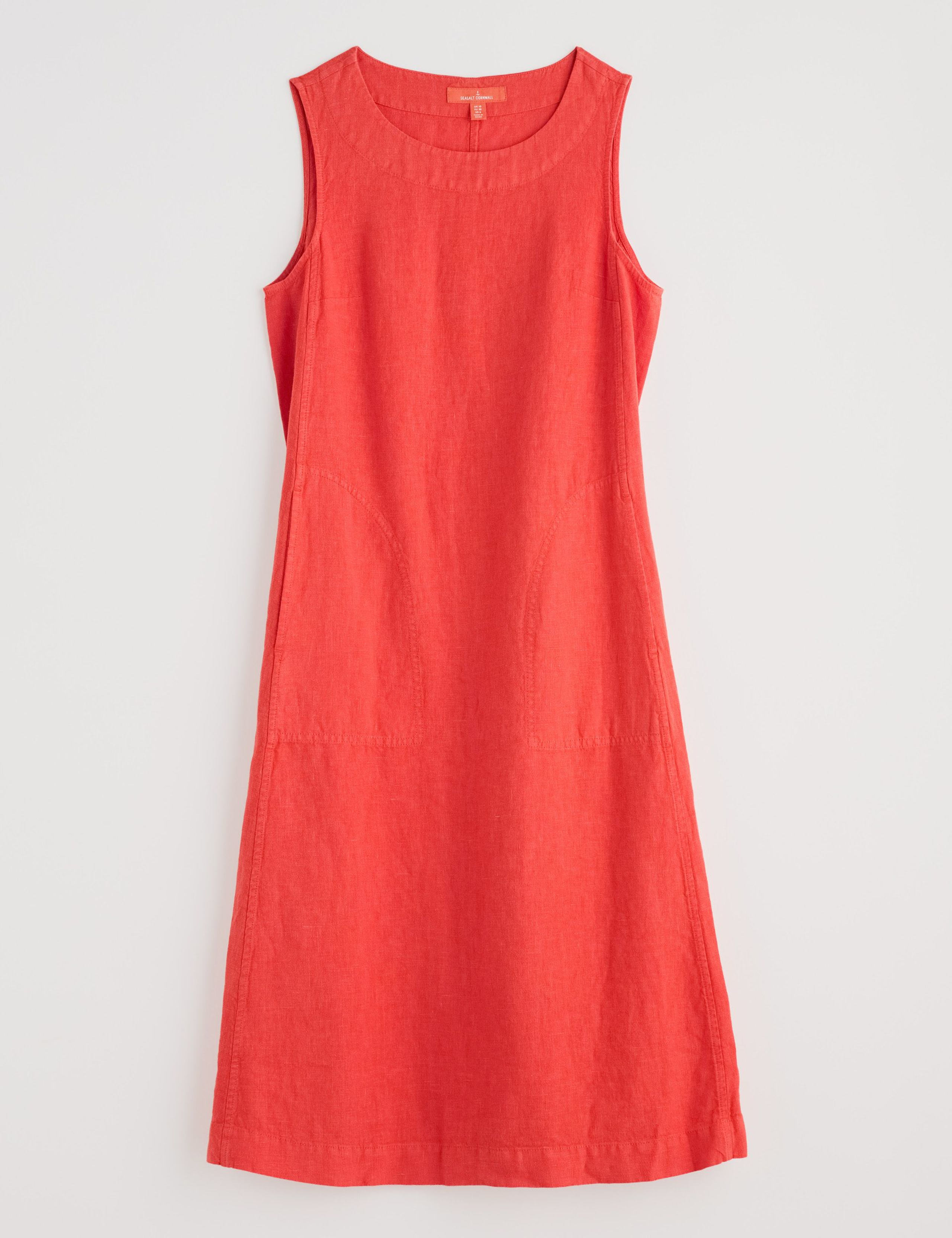 Pure Linen Round Neck Midi Beach Dress 2 of 5