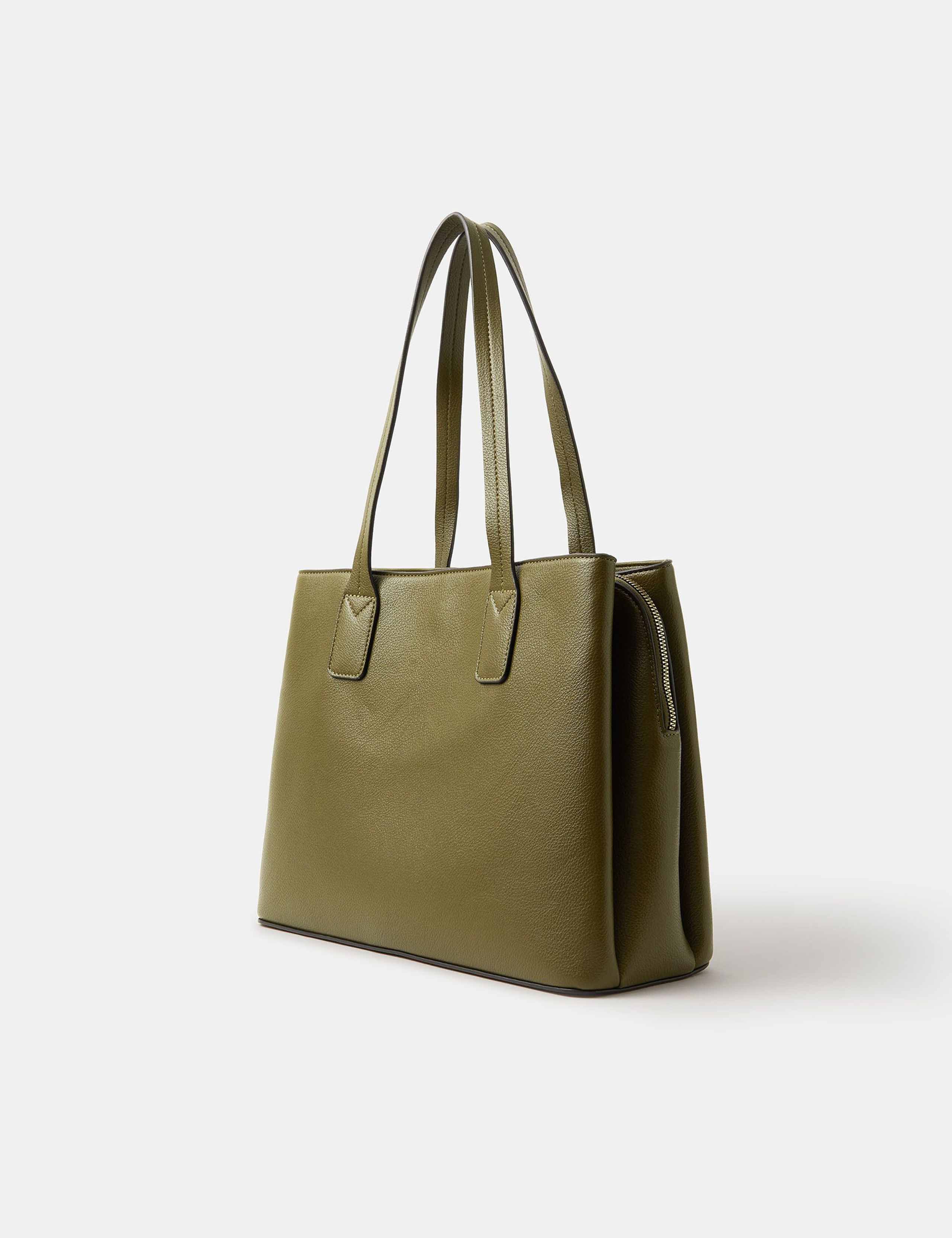 Faux Leather Webbing Strap Shoulder Bag 2 of 4