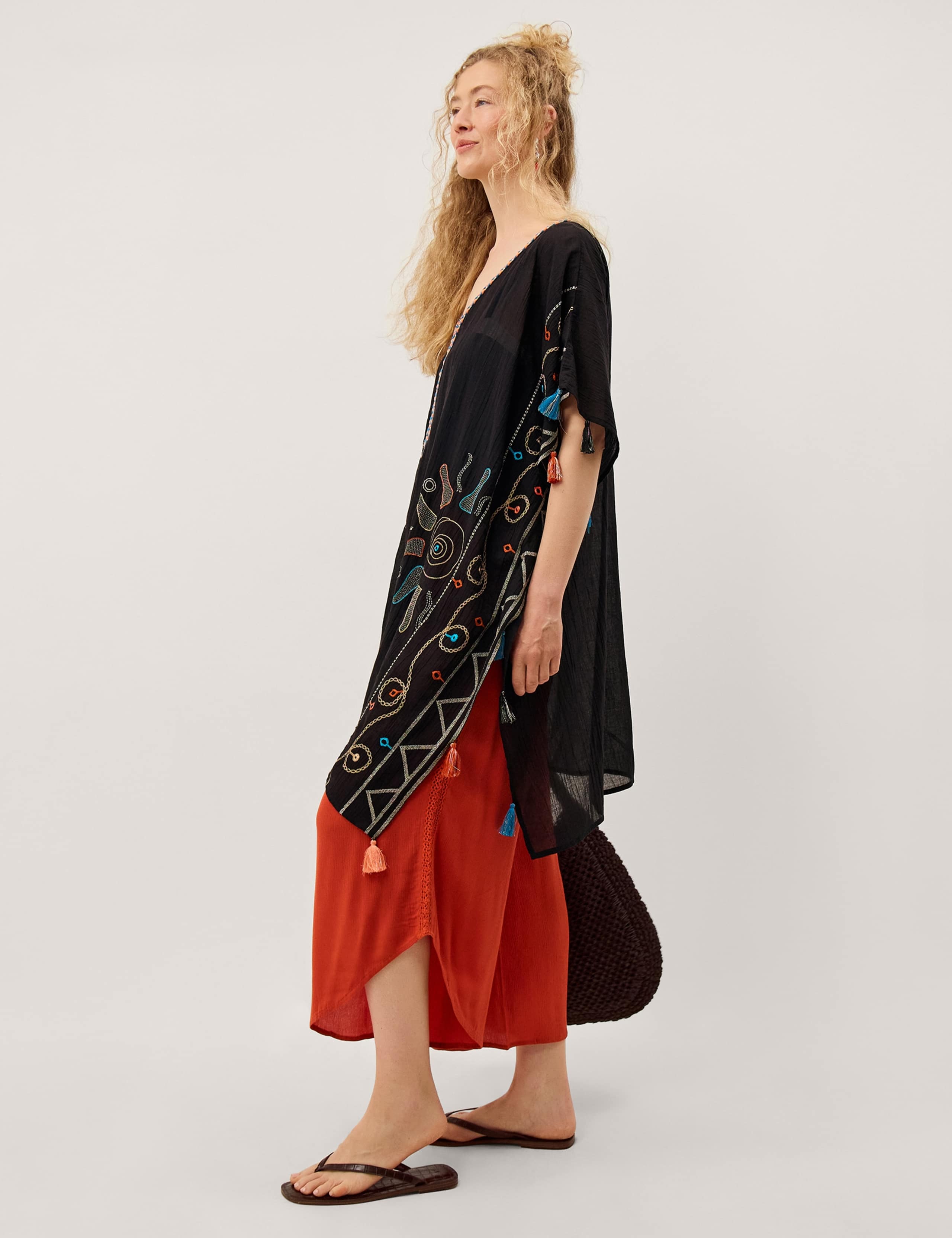 Pure Cotton Embroidered Beach Cover Up Kaftan 2 of 4